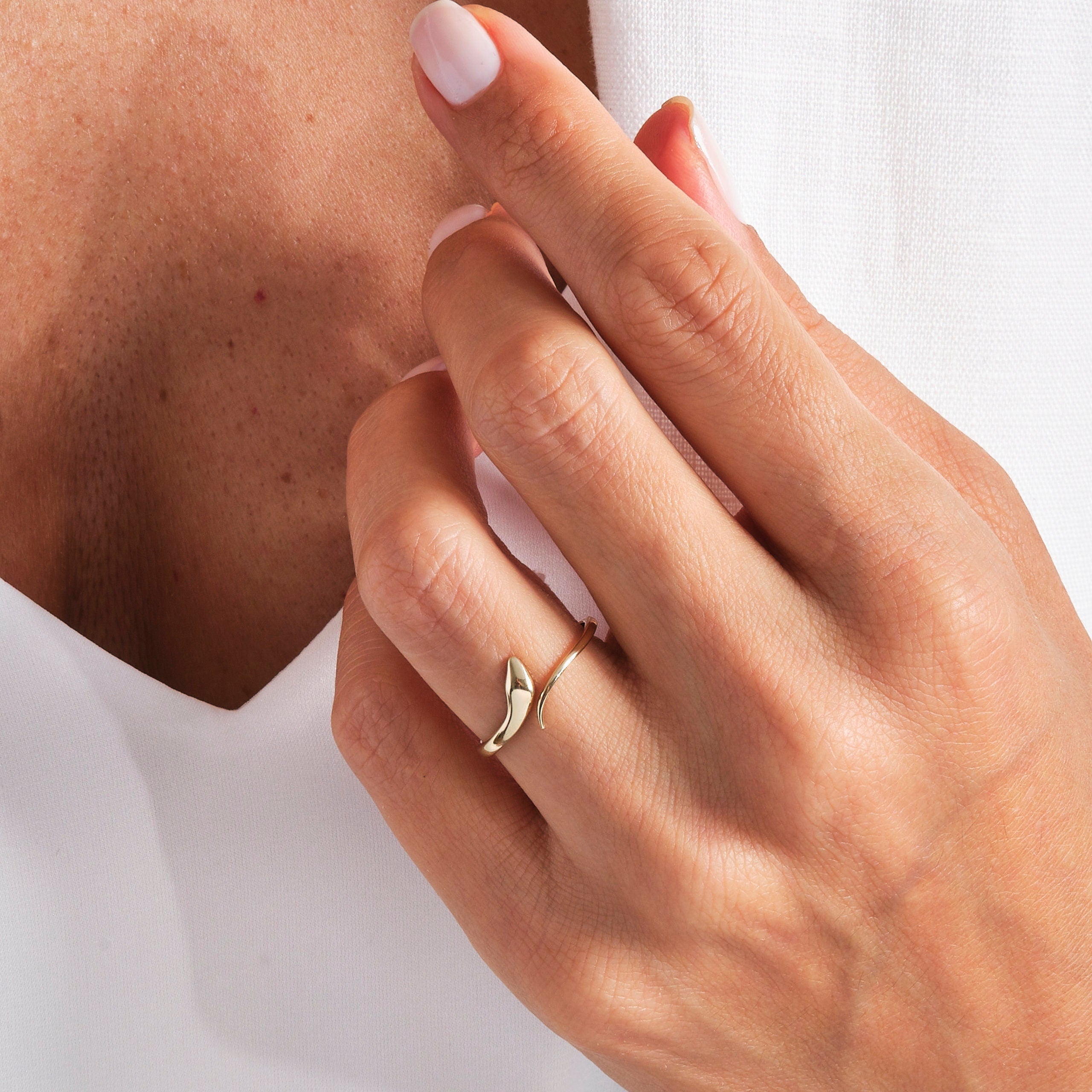 Here's the stylish snake stacking ring 14K solid gold spiral open ring by Christo! Our minimalist index finger cuff ring is perfect stackable wrapped adjustable band everyday ring for women. If you re looking for snake ring 14K gold and cuff ring