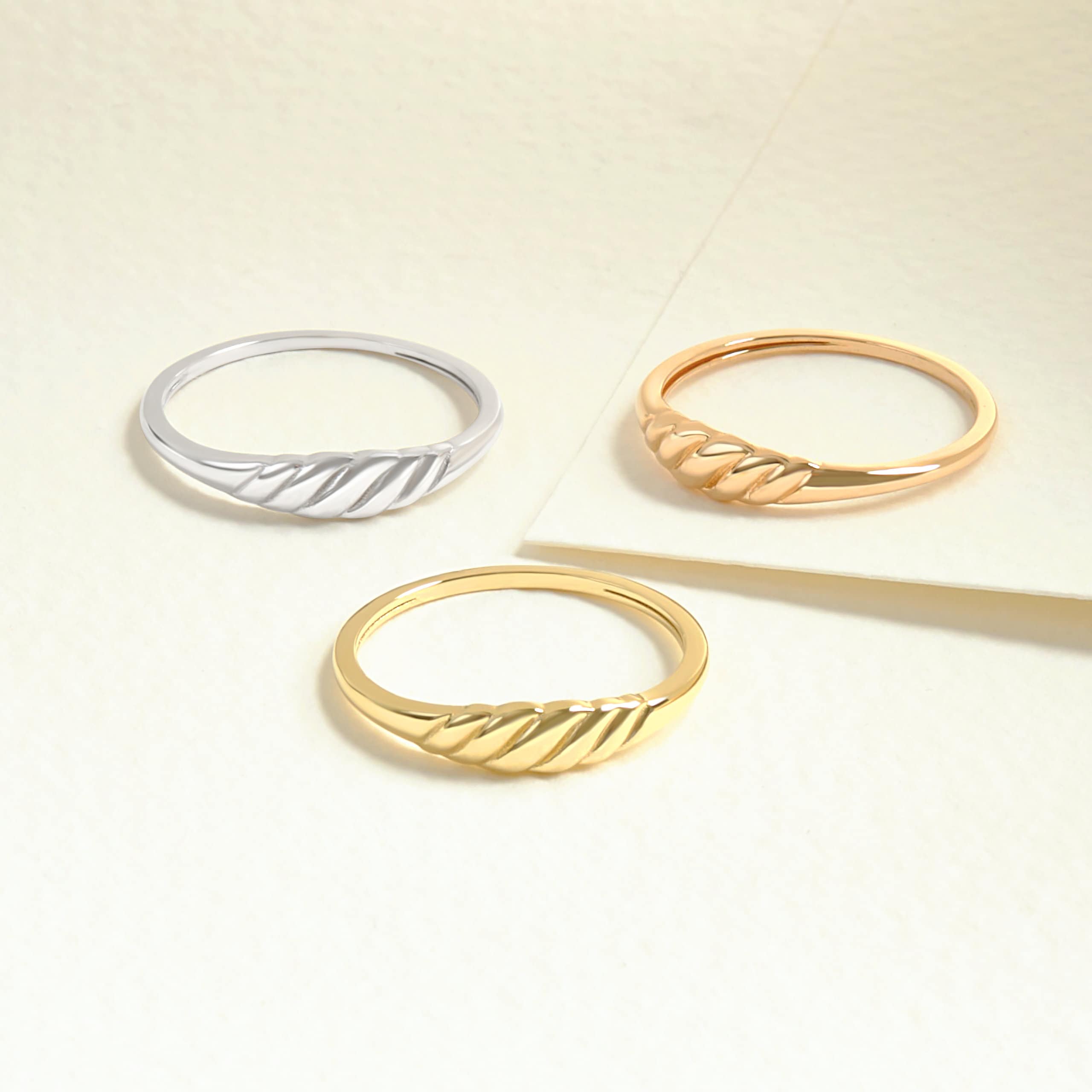 Here's Croissant Dome Statement Ring for Women! This 14K Solid Gold Thick Twisted Rope Wedding Band will be perfect Promising Jewelry for your Bride in her wedding or engagement ceremony. 18K Bold Signet Ring turns to Elegance Chunky Gold Ring!