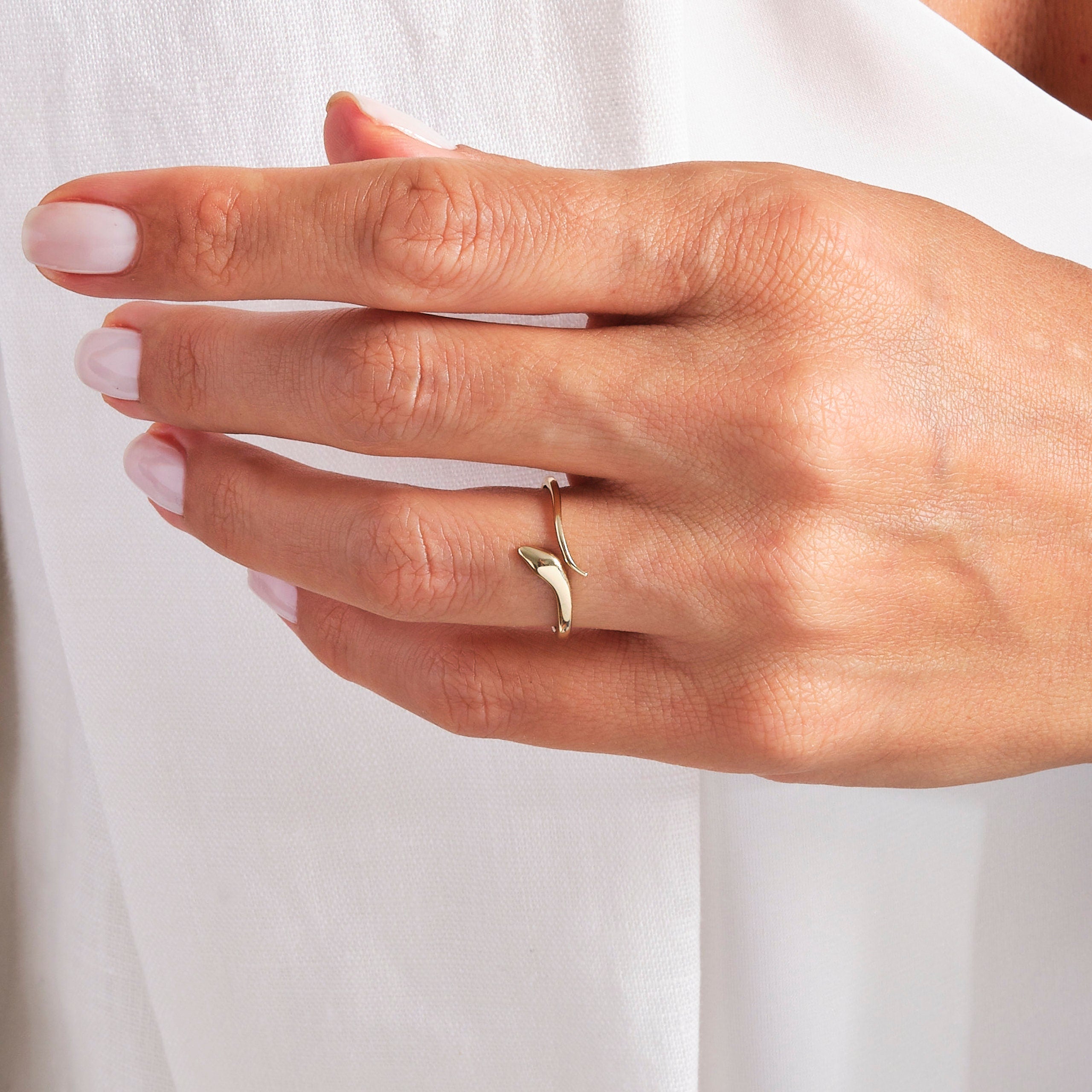 Here's the stylish snake stacking ring 14K solid gold spiral open ring by Christo! Our minimalist index finger cuff ring is perfect stackable wrapped adjustable band everyday ring for women. If you re looking for snake ring 14K gold and cuff ring