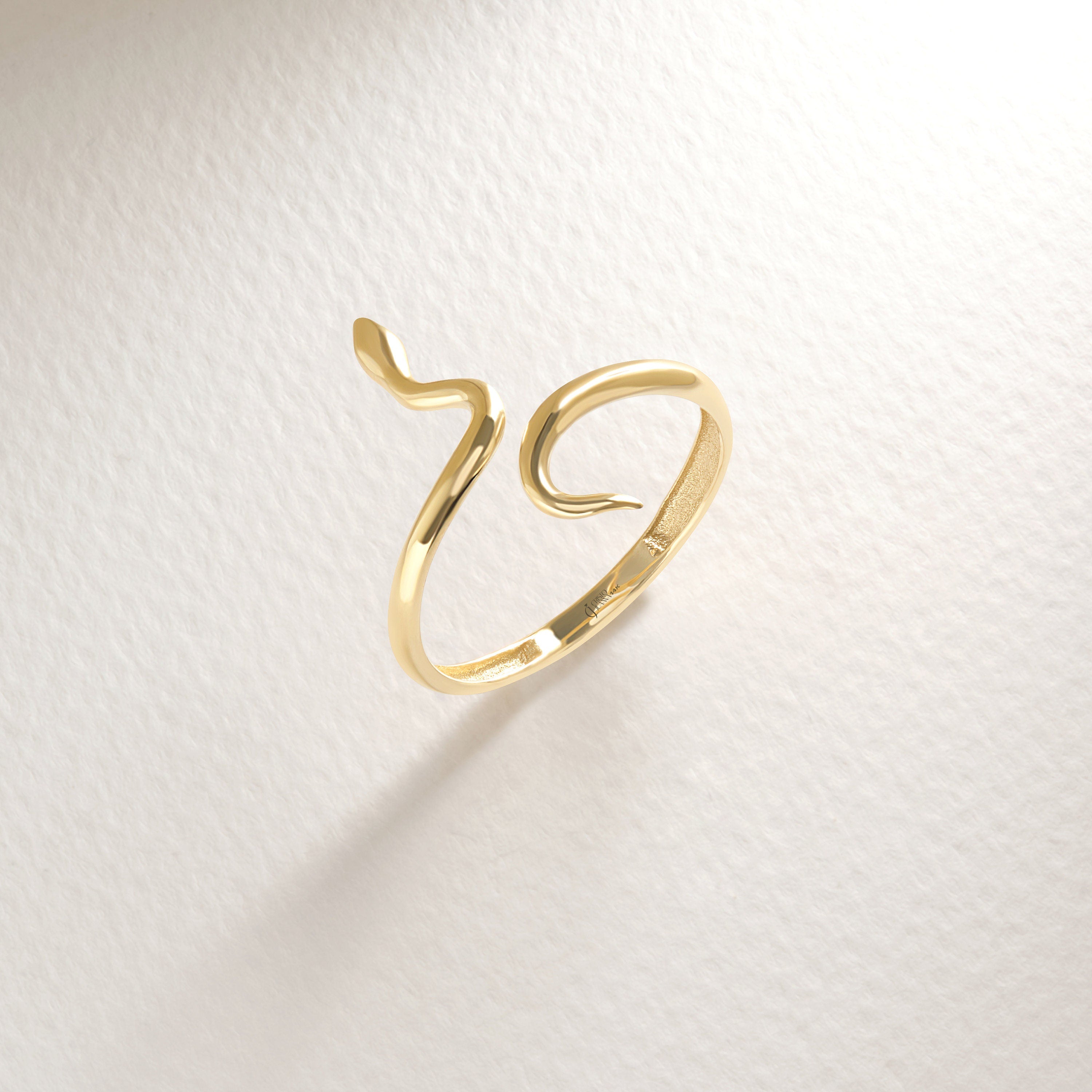 Gold Snake Ring 10K 14K 18K, Solid Spiral Open Ring Her, Minimalist Middle Finger Cuff Stacking Ring, Stackable Adjustable Wrap Knuckle Ring
