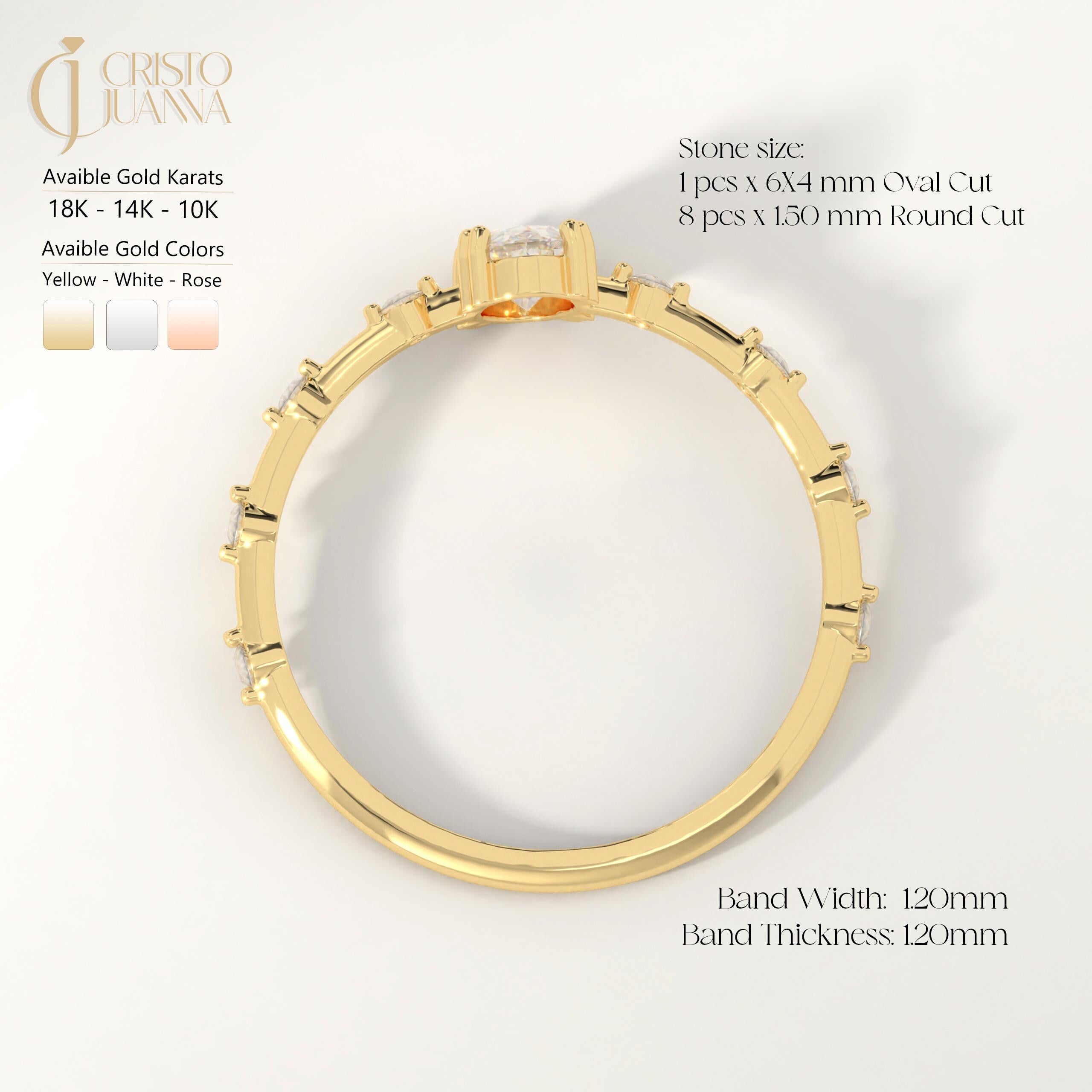 Oval Diamond Engagement Ring – 14K Solid Gold Art Deco Band 💍✨
Timeless elegance meets handcrafted beauty in this Oval Diamond Engagement Ring, designed in a vintage-inspired Art Deco style. Featuring a brilliant 6x4 mm oval-cut diamond (or moissanite) and delicate side stones, this ring radiates refinement from every angle.