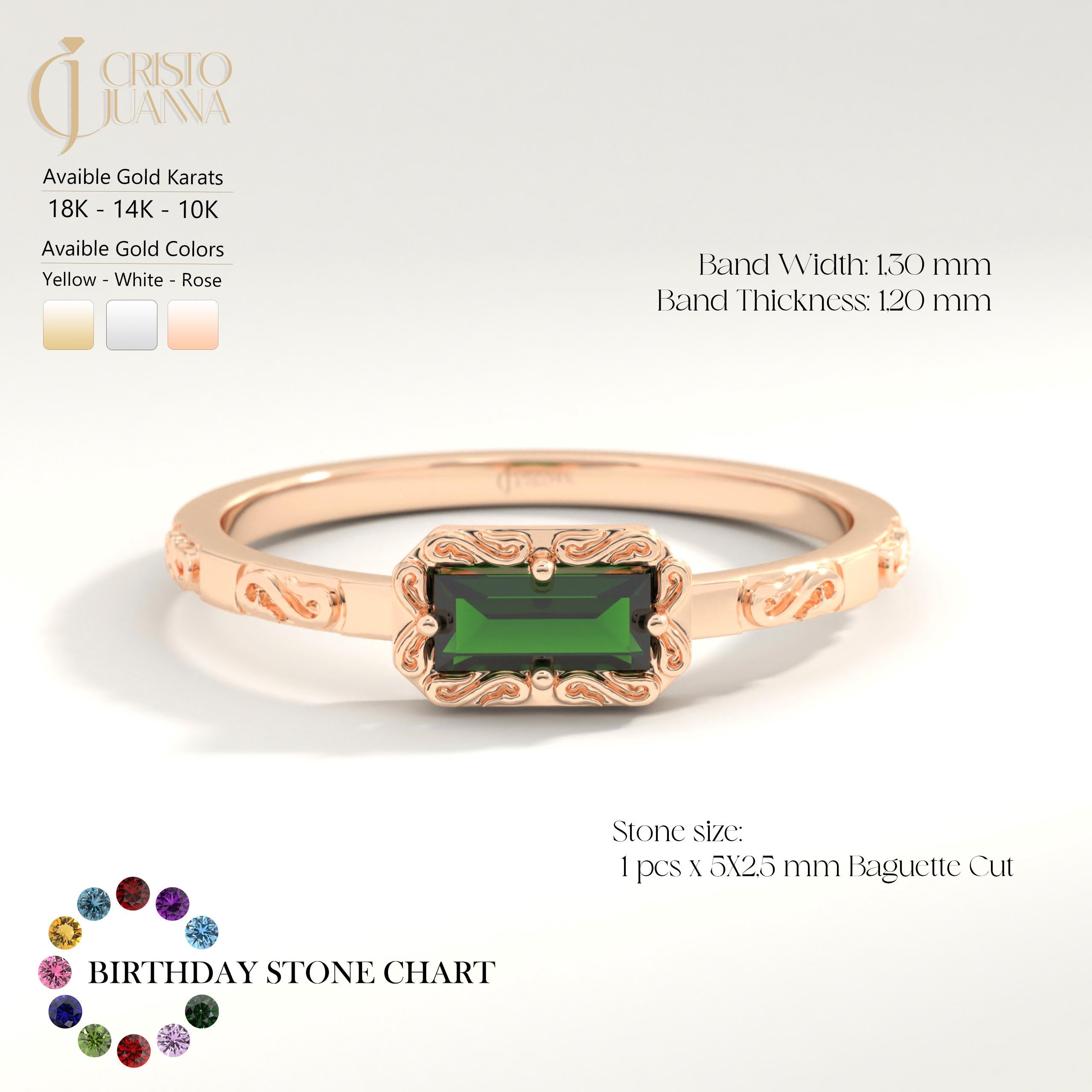 ๐ Baguette Emerald Ring โ 14K Solid Gold Braided Birthstone Band
Showcasing a sleek horizontal baguette-cut emerald, this ring pairs minimalist charm with vintage elegance. Braided detailing and a rich green stone make it a timeless choice for art deco lovers.