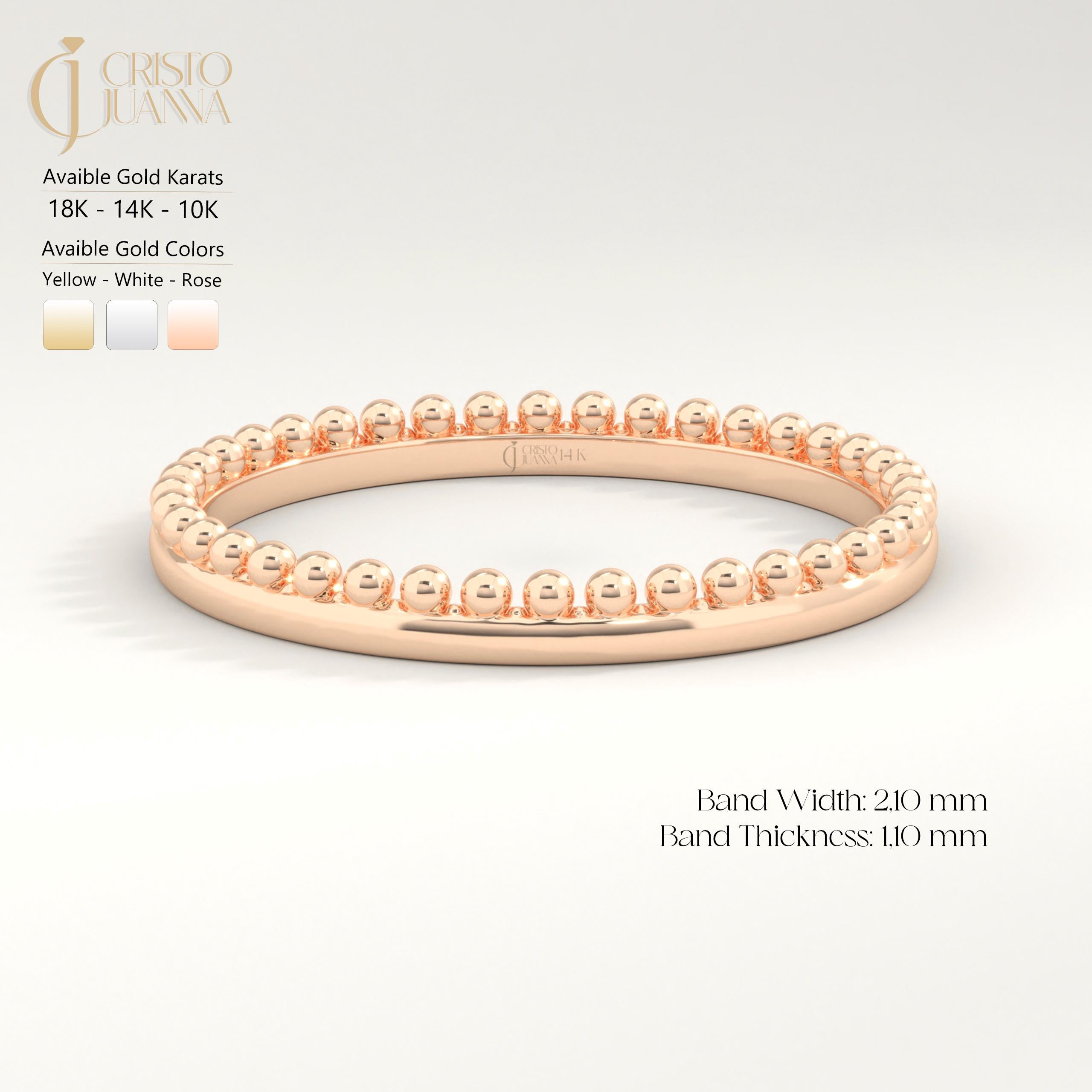 Beaded 14K Gold Wedding Band – Timeless Solid Gold Design ✨💍
With its delicate texture and elegant style, this beaded wedding band is perfect both as a wedding ring and as a chic everyday stackable ring. A timeless and minimalist choice for women who love refined jewelry.