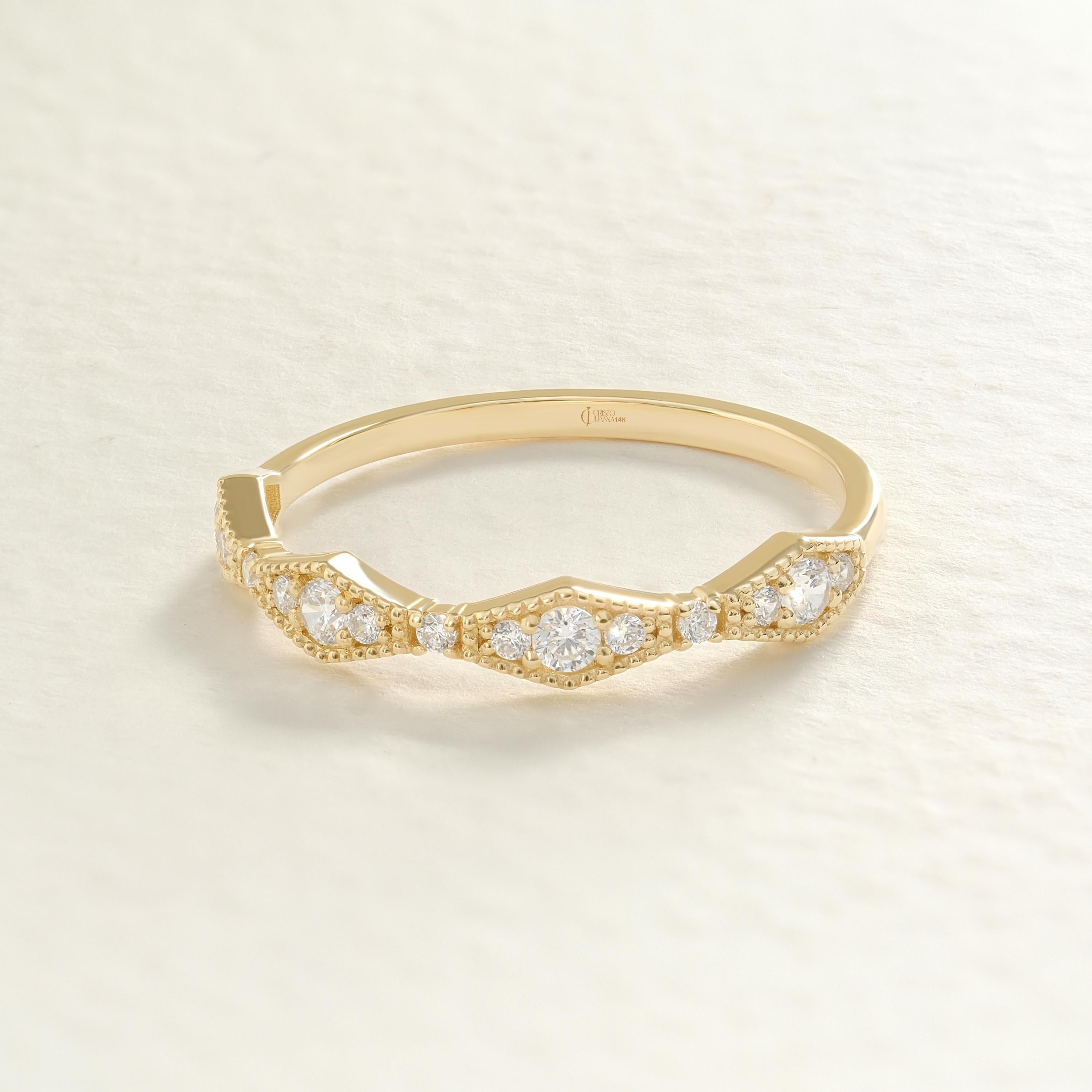 💍 Petite Diamond Wedding Band – 14K Solid Yellow Gold
This delicate diamond ring features a wavy design set with petite stones, offering subtle sparkle and timeless elegance. Ideal as a thin moissanite ring, half eternity band, or everyday wedding band.