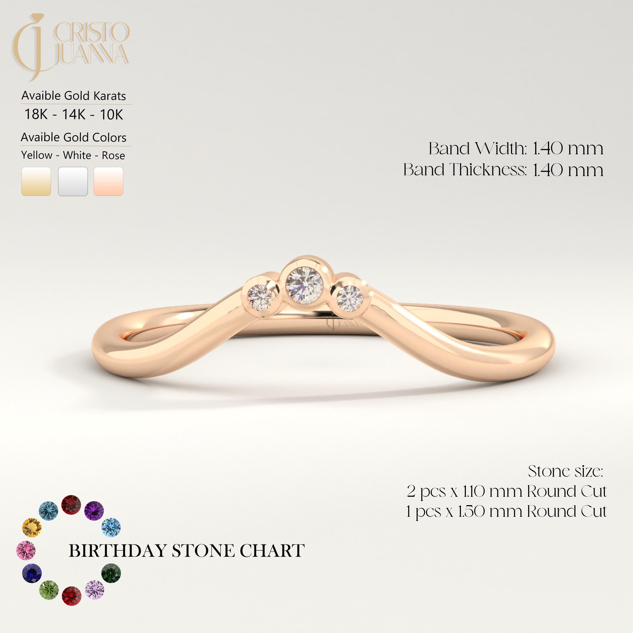 Diamond Chevron Swoop Ring – 10K / 14K / 18K Solid Gold V Band 💎✨
Elegant and modern, this swoop-shaped chevron ring features a trio of shimmering moissanite stones in a graceful V curve. Perfect as a curved wedding band, midi ring, or stacking favorite — this wave-inspired piece adds sparkle and style to any look 🌊💫