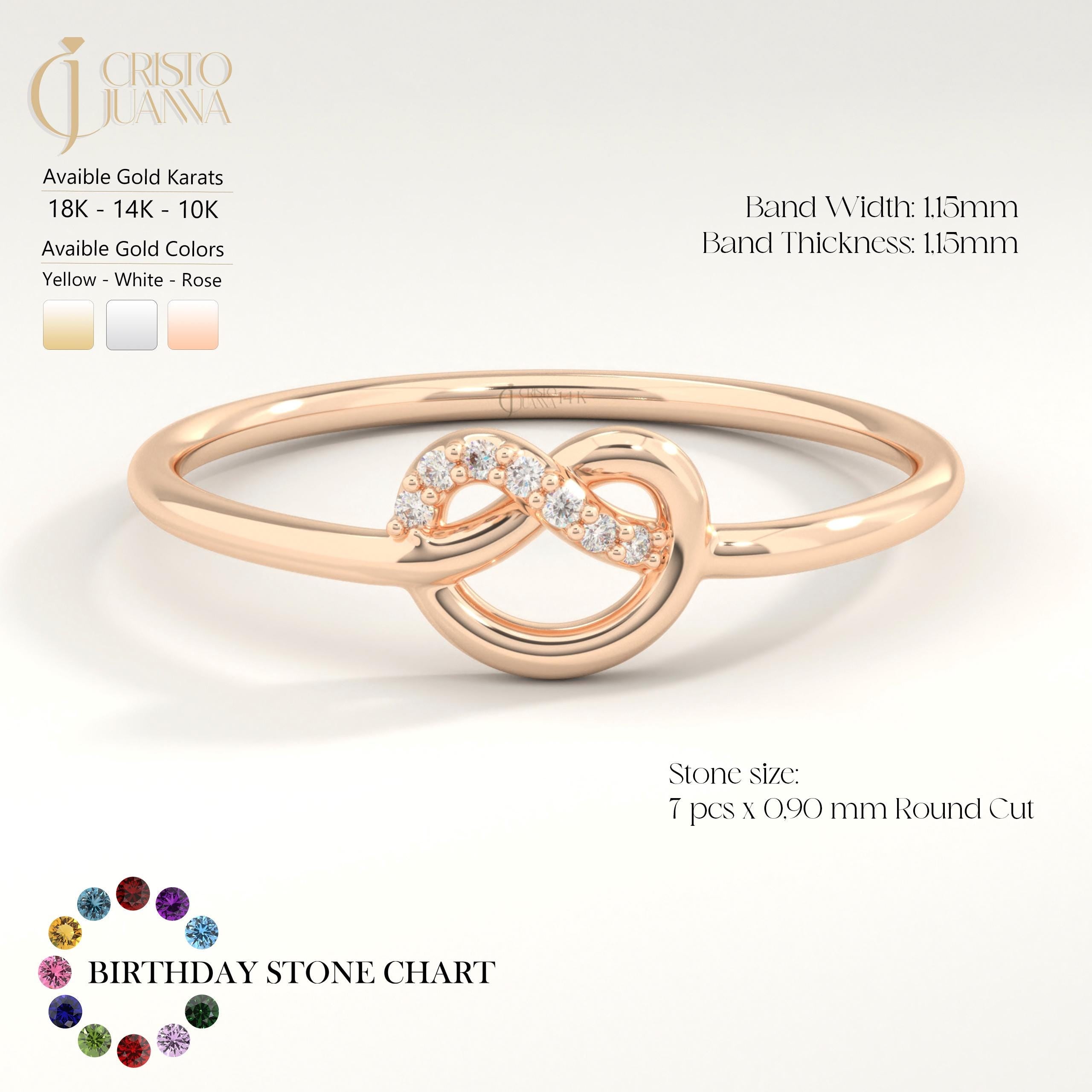 Love Knot Wedding Ring – 14K Solid Gold ✨💖
This delicate love knot ring features 7 tiny round-cut diamonds set along a dainty gold band — a timeless symbol of connection, unity, and unbreakable bonds. Perfect as a wedding promise ring, soulmate gift, or a meaningful token for your best friend.
Its minimalist heart-knot design is both elegant and symbolic, ideal for everyday wear or stacking.