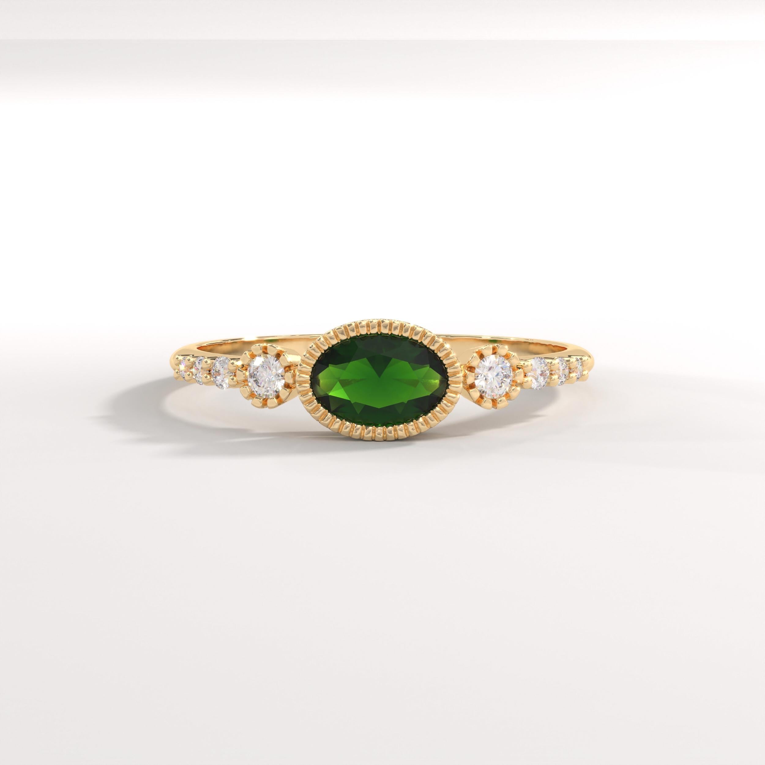 đ Vintage Inspired Emerald Ring | Oval Birthstone Ring with Side Diamonds â 14K Solid Gold
This vintage inspired emerald ring showcases a timeless Art Deco elegance, featuring a glowing oval-cut green gemstone framed in a sleek bezel setting and accented with sparkling side stones. Handcrafted in solid gold, this ring blends classic charm with modern craftsmanshipâperfect for meaningful moments and everyday luxury.