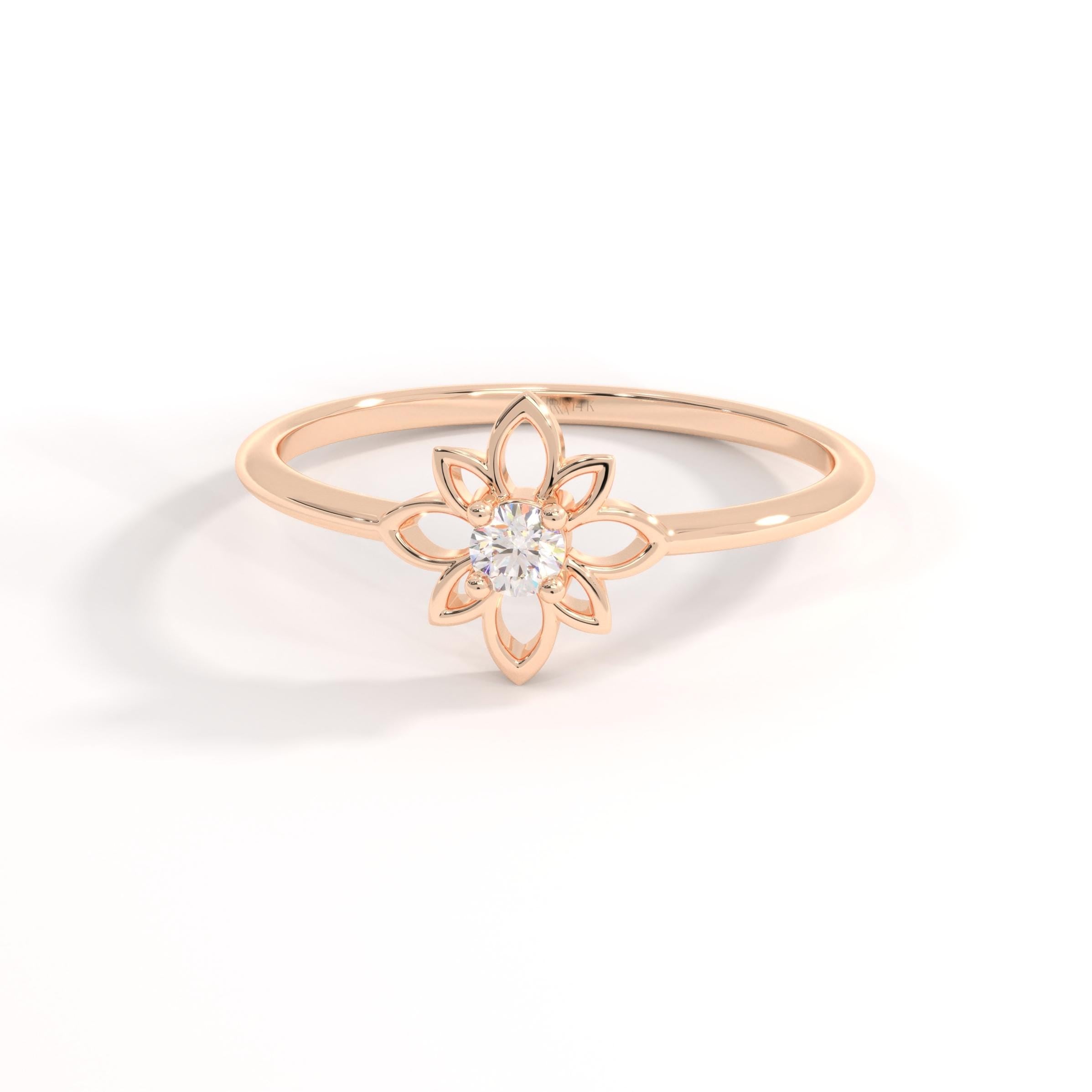 🌼 Diamond Open Daisy Ring | 14K Solid Gold Dainty Floral Stackable Band
Inspired by vintage elegance and the soft beauty of nature, this Diamond Open Daisy Ring features a delicate floral silhouette with a sparkling round stone at its center. Handcrafted in solid gold, this slim and graceful band is designed for effortless everyday wear and easy stacking. Its open daisy motif brings a light, boho charm while maintaining a timeless and feminine appeal.