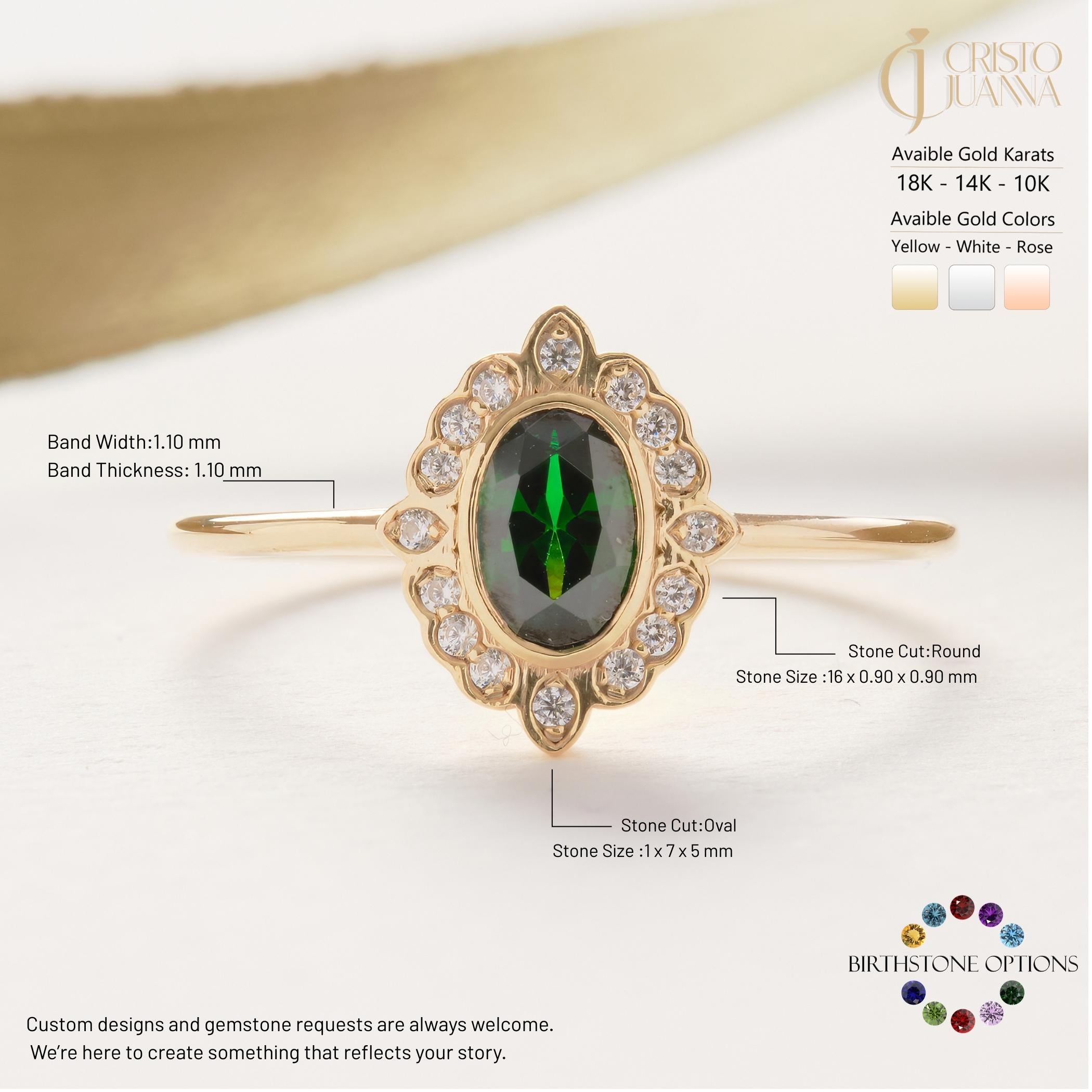 14K Solid Gold Peridot Ring, Oval Birthstone Ring with Side Diamond Band, Peridot Green Gemstone Rings for Women
