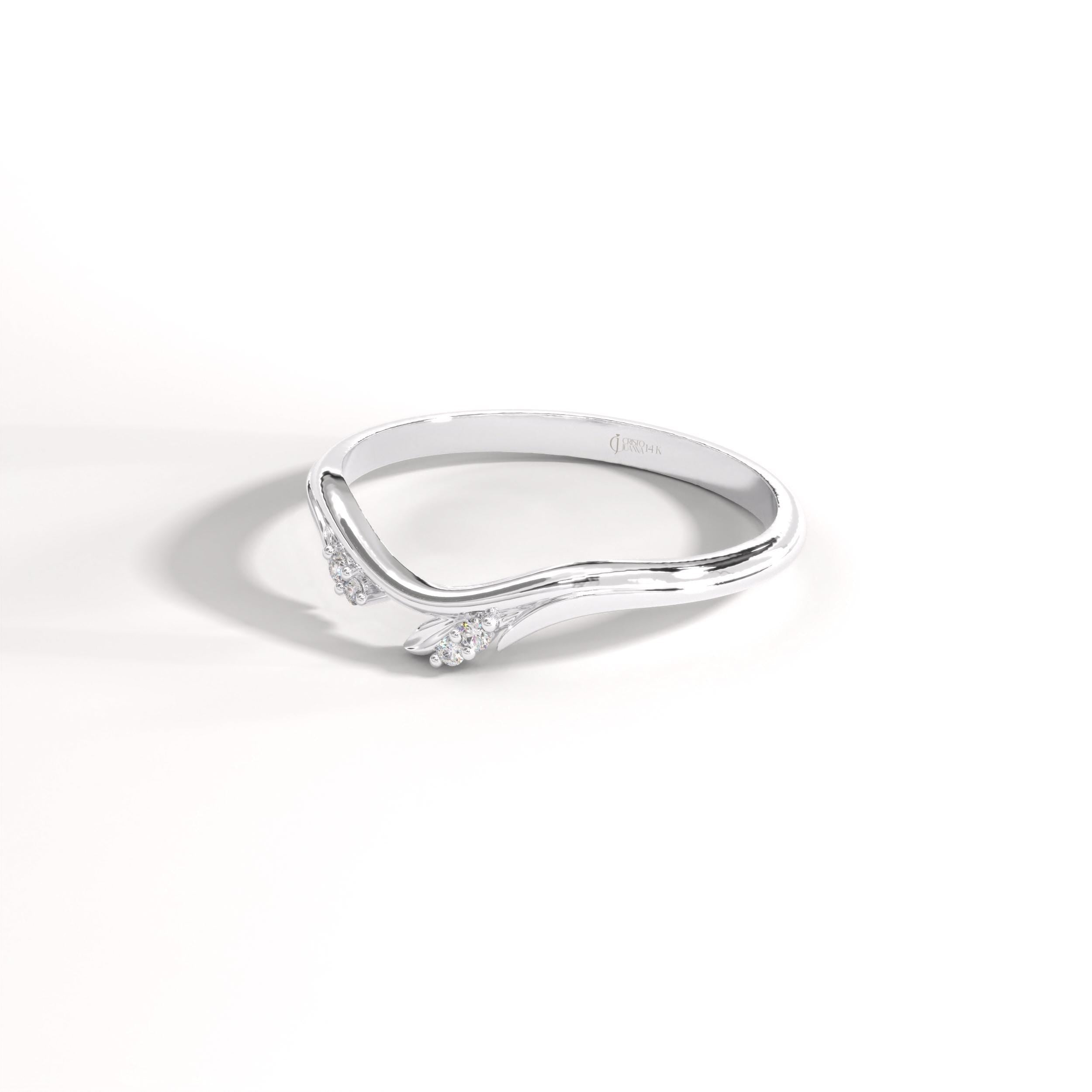 🌿 Floral Diamond Ring | 14K Solid Gold Chevron Wedding Band
Inspired by delicate ivy leaves and blooming florals, this floral diamond band is handcrafted in solid gold and features a graceful chevron silhouette. Tiny pavé-set stones create a refined sparkle, making this ring perfect as a flower wedding band, stacking ring, or elegant standalone piece.
Its curved profile allows it to pair beautifully with engagement rings, especially vintage and nature-inspired designs.