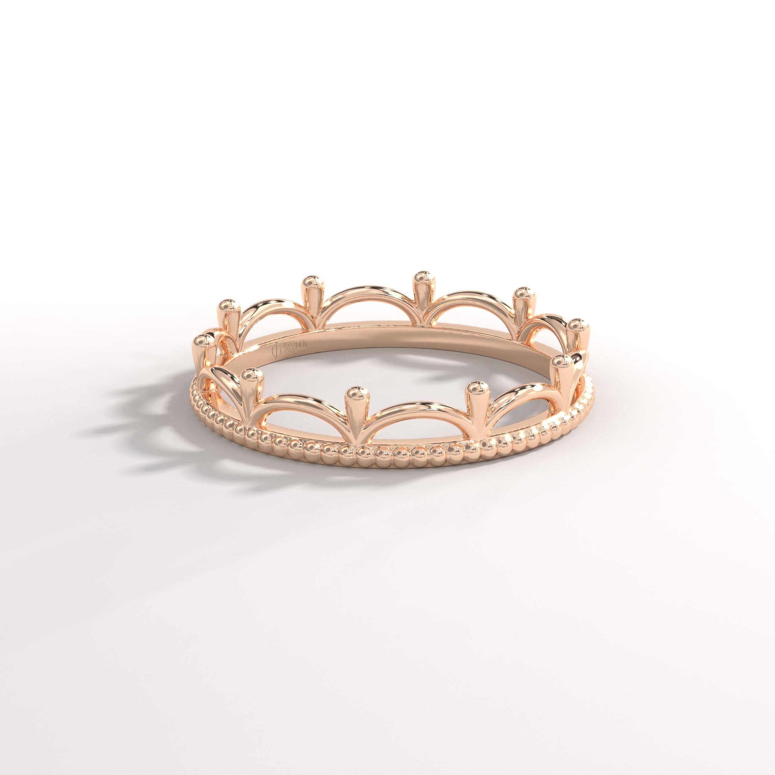 đ Princess Crown Ring | Dainty 14K Solid Gold Full Eternity Band
Step into a fairytale with this Princess Crown Ring, inspired by royal elegance and timeless symbolism. Designed with a graceful royal curve crown silhouette, this ring represents love, strength, and commitmentâperfect for those who want to feel like a queen every day. Handcrafted in solid gold, it blends delicate beauty with a bold crown-inspired design, making it ideal for both daily wear and meaningful occasions.