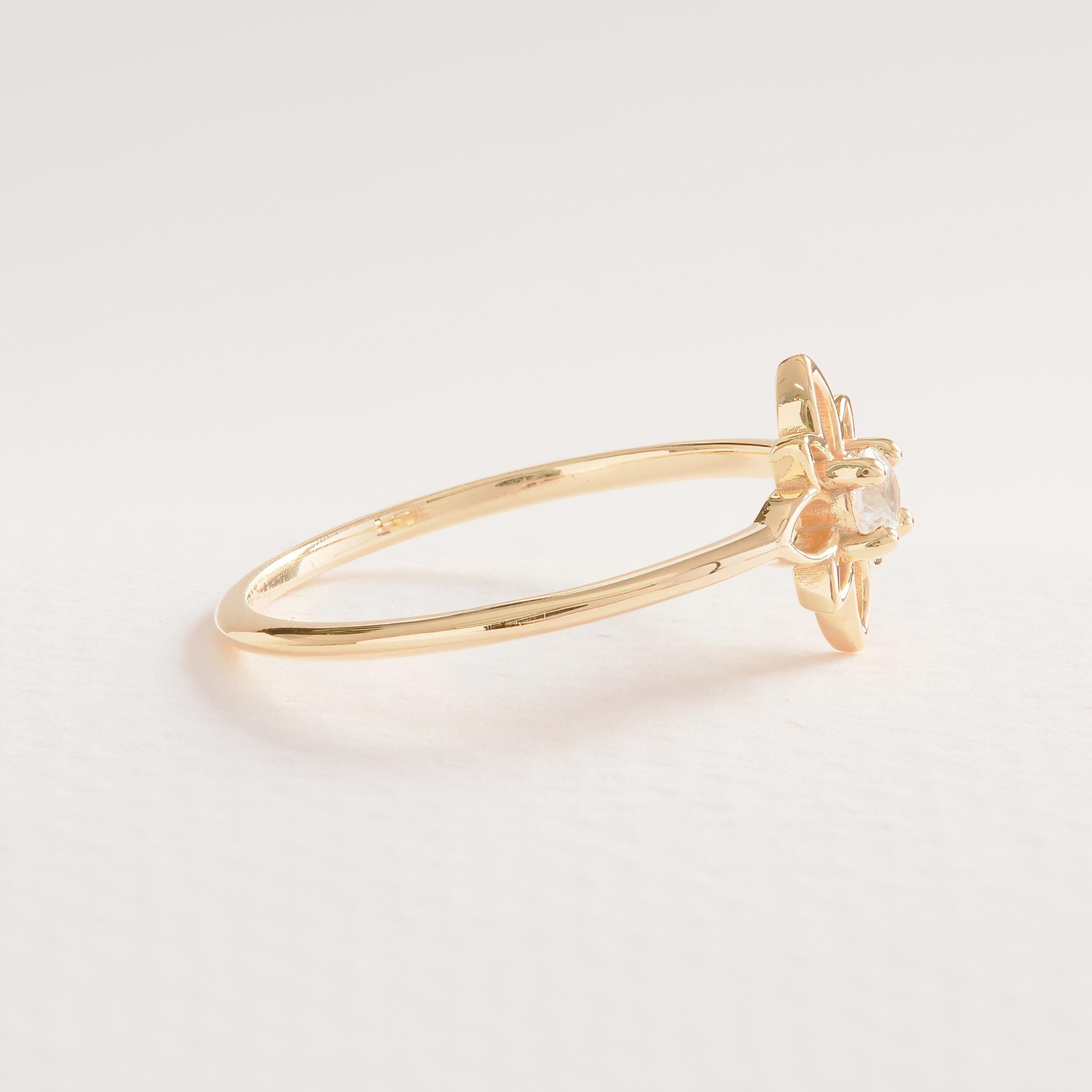 🌼 Diamond Open Daisy Ring | 14K Solid Gold Dainty Floral Stackable Band
Inspired by vintage elegance and the soft beauty of nature, this Diamond Open Daisy Ring features a delicate floral silhouette with a sparkling round stone at its center. Handcrafted in solid gold, this slim and graceful band is designed for effortless everyday wear and easy stacking. Its open daisy motif brings a light, boho charm while maintaining a timeless and feminine appeal.