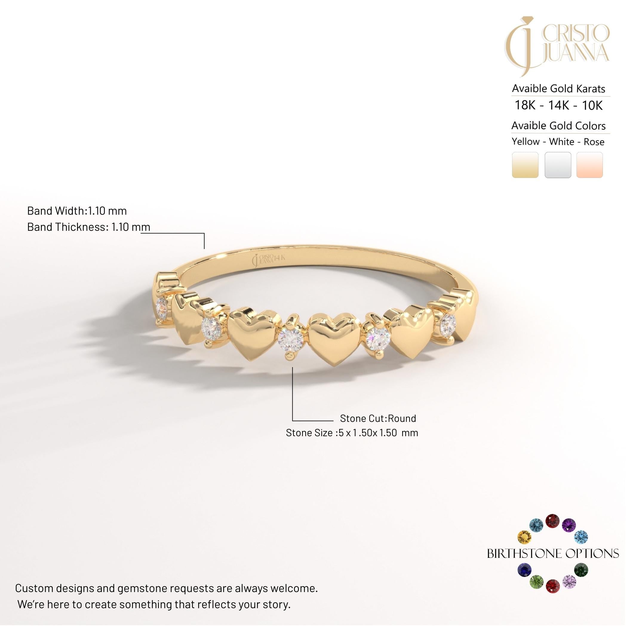 Floral Diamond Ring 14K Solid Gold Chevron Band, Flower Wedding Band with Tiny Moissanite Ivy Band