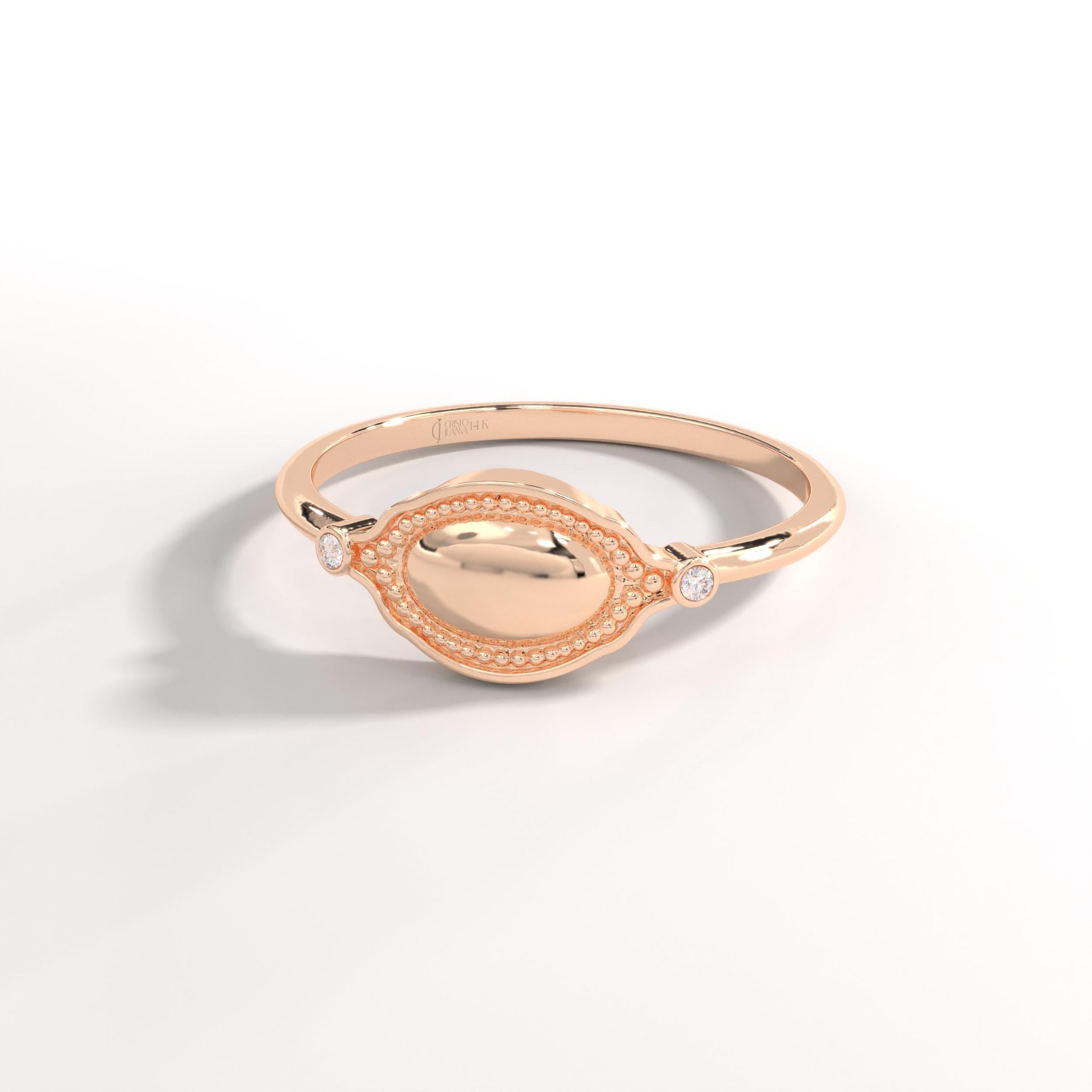 Dainty Diamond Ring 14K Solid Gold Floral Texture Band: Tiny Moissanite Flower Engrave Band