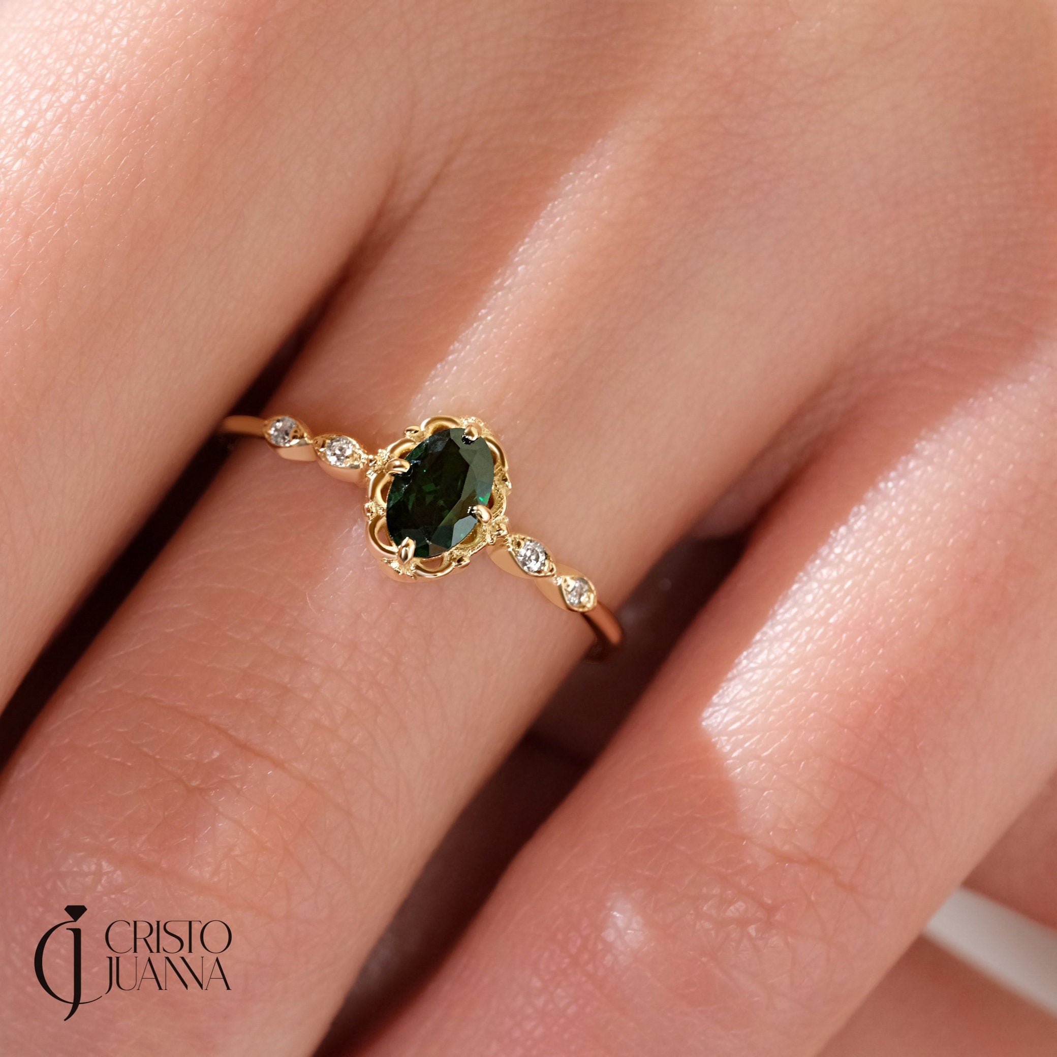 14K Solid Gold Natural Emerald Wedding Ring – Genuine Birthstone Engagement Ring 💚💎

Celebrate love, elegance, and the beauty of nature with this Natural Emerald Ring, expertly handcrafted in your choice of 10K, 14K, or 18K solid gold. Featuring a stunning oval-cut emerald center stone accented with sparkling side diamonds or moissanite, this ring is perfect as a birthstone engagement ring, a meaningful green wedding ring, or a cherished gift for her.