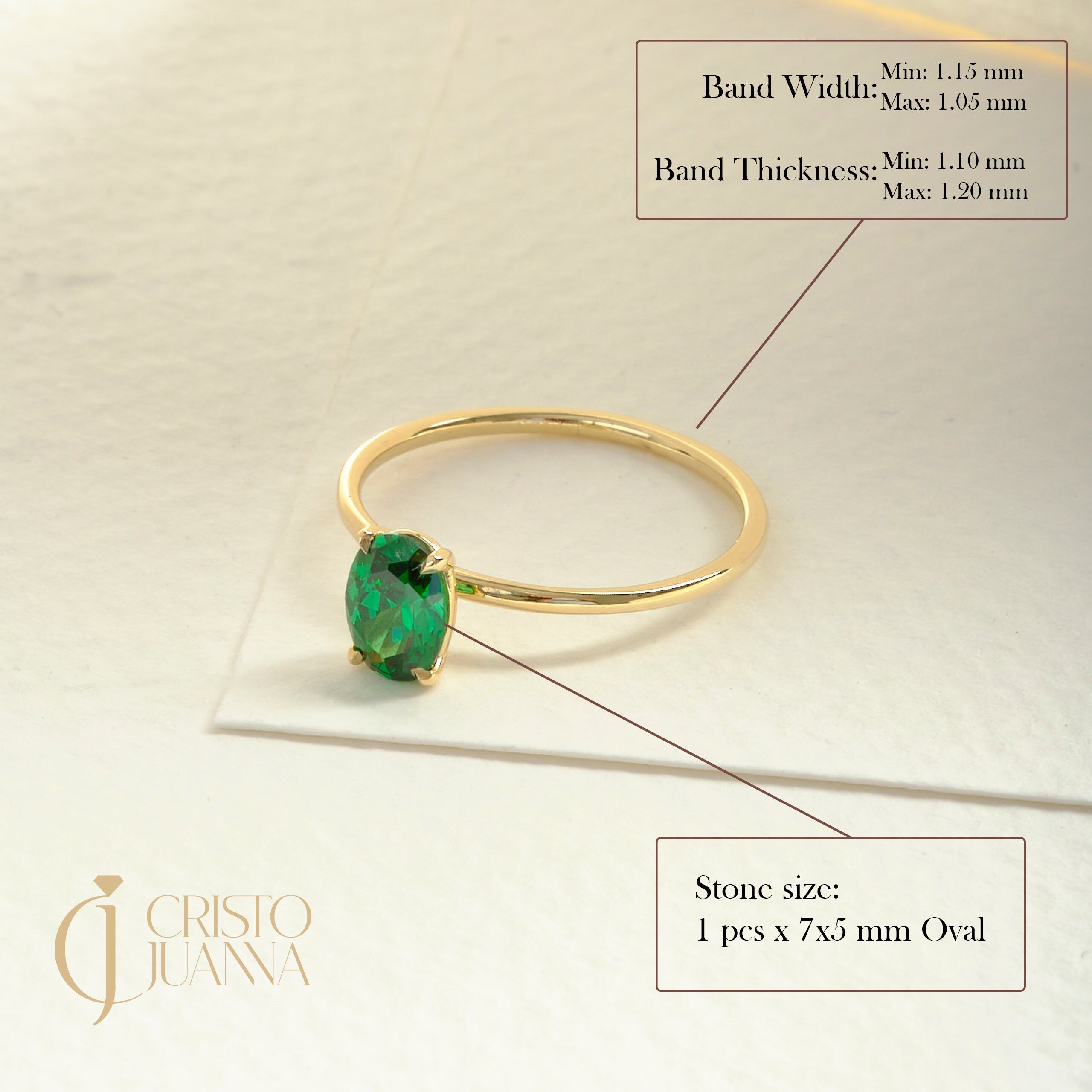 💍 Oval Emerald Birthstone Ring — 14K Solid Gold Solitaire Green Gemstone Band

This elegant oval emerald ring brings a rich, vibrant pop of green to any jewelry collection. Crafted in solid gold with a smooth, dainty band, it’s perfect as a birthstone ring, everyday solitaire, or meaningful gift for someone special. Its minimalist silhouette makes it ideal for stacking or wearing alone as a timeless statement piece.