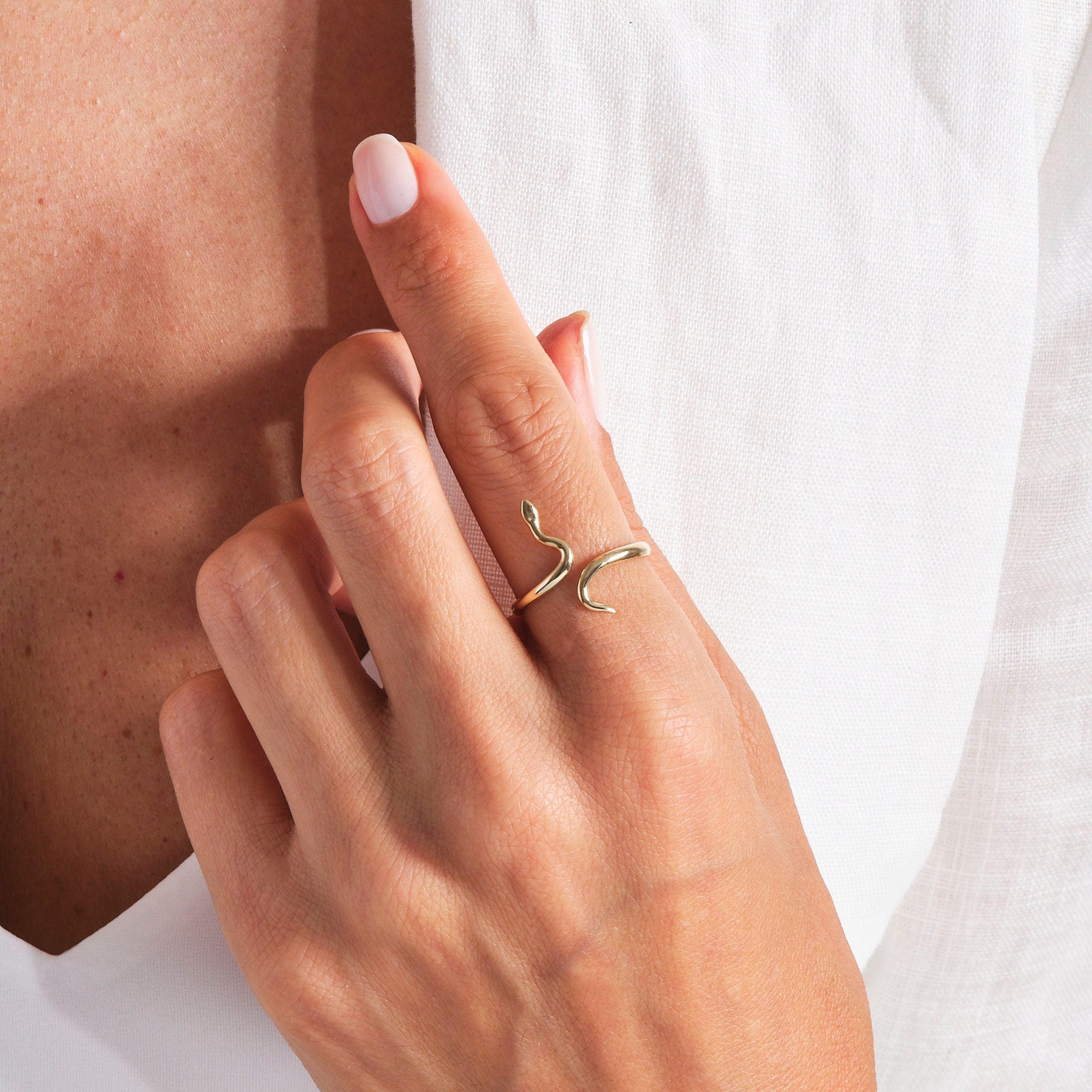 Here is the Stylish Gold Snake Ring 10K 14K 18K by Christo! Our  Solid Spiral Open Ring is perfect Minimalist Cuff Stacking Ring for Girls.