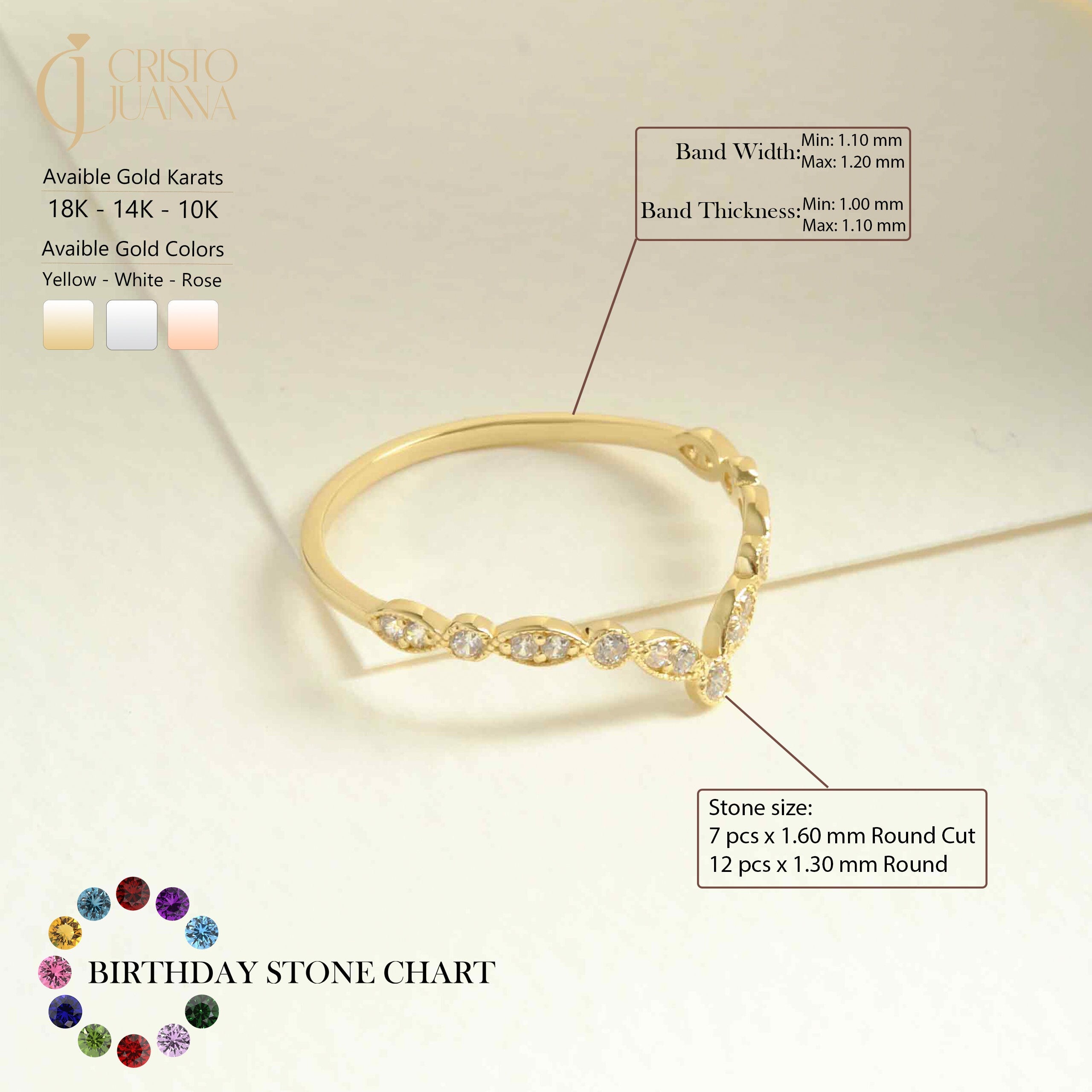 V Shape Chevron Diamond Band Engagement Ring – 14K Solid Gold ✨💎
This elegant Chevron Diamond Band features a refined V-shape design, perfect to wear alone or as a nesting band with your engagement ring. A timeless and minimalist piece, handcrafted to add sparkle to every occasion.