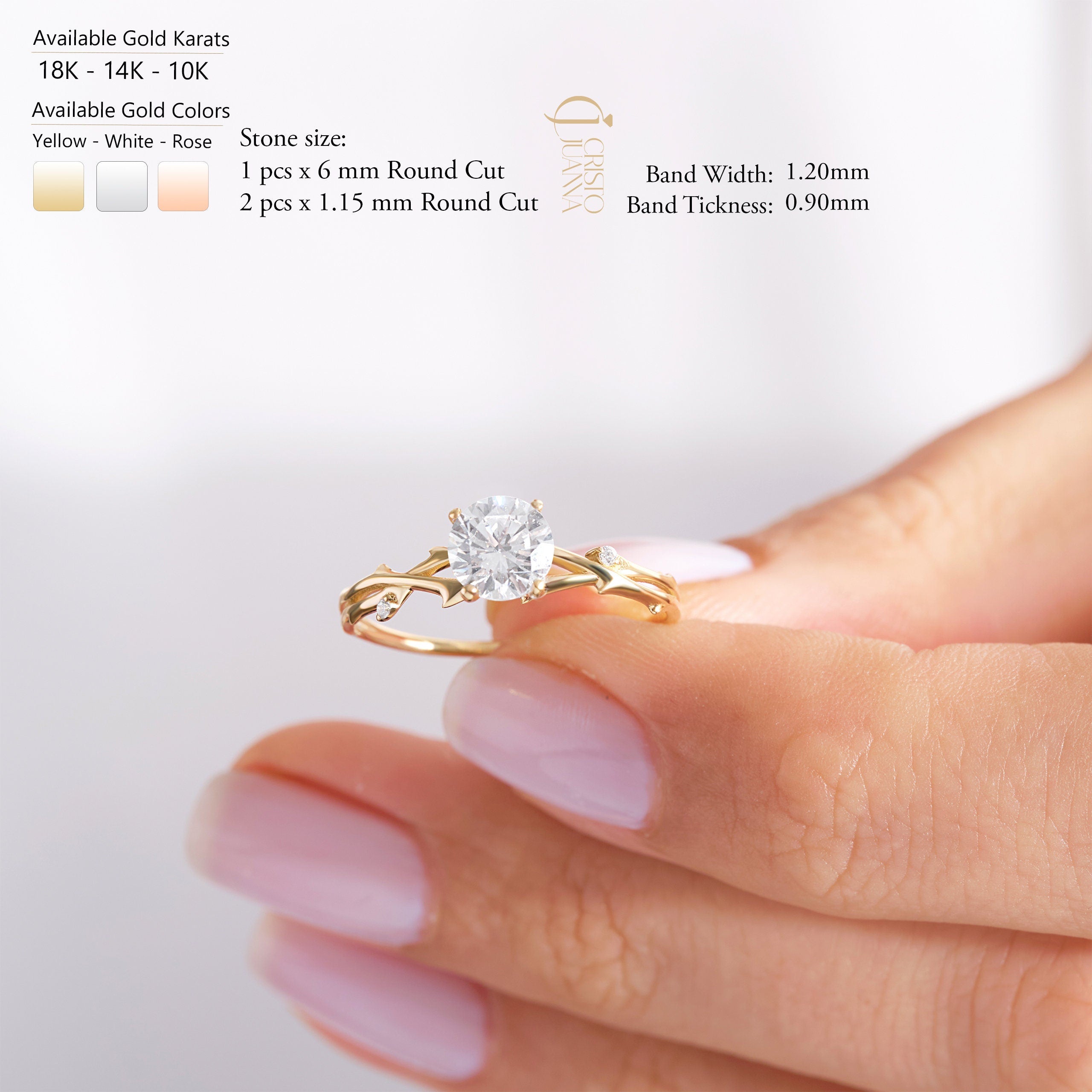 Diamond Twig Engagement Ring 14K Solid Gold – Nature Inspired Leaf & Branch Moissanite Wedding Band 🌿💍

Whimsical, romantic, and full of natural beauty — this Twig Engagement Ring captures the elegance of nature with its delicate branch design and sparkling stones. Perfect as a unique engagement ring, a symbolic wedding band, or a thoughtful gift for her.