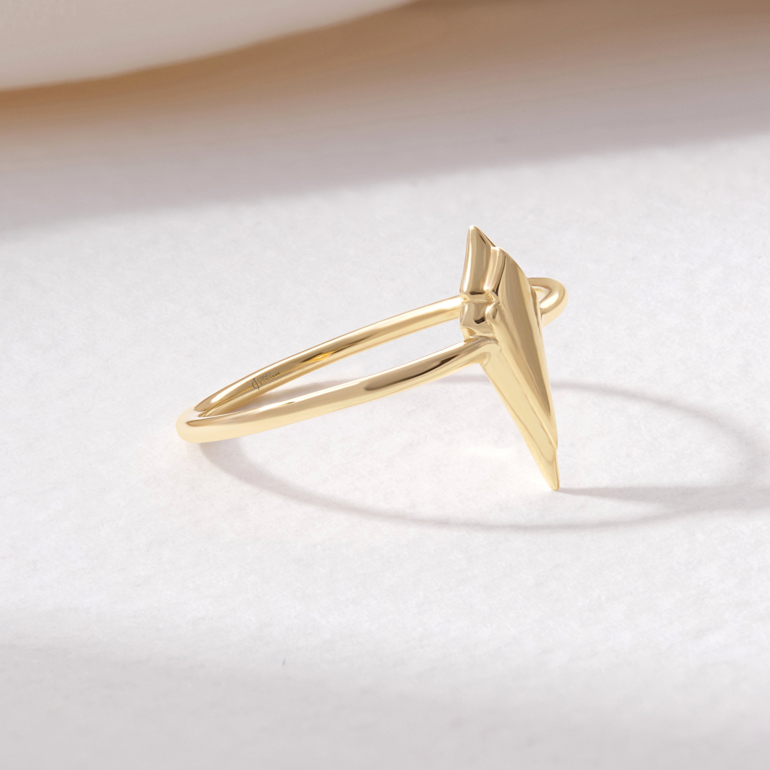 💍 Spike Kite Signet Ring — 14K Solid Gold Unique Designer Band

This modern spike–kite signet ring features a bold geometric silhouette crafted entirely from solid gold. Designed for women who love contemporary, sculptural jewelry, it’s perfect as a stackable ring, statement piece, or meaningful gift. Its sleek, polished finish brings a refined yet edgy touch to any collection.