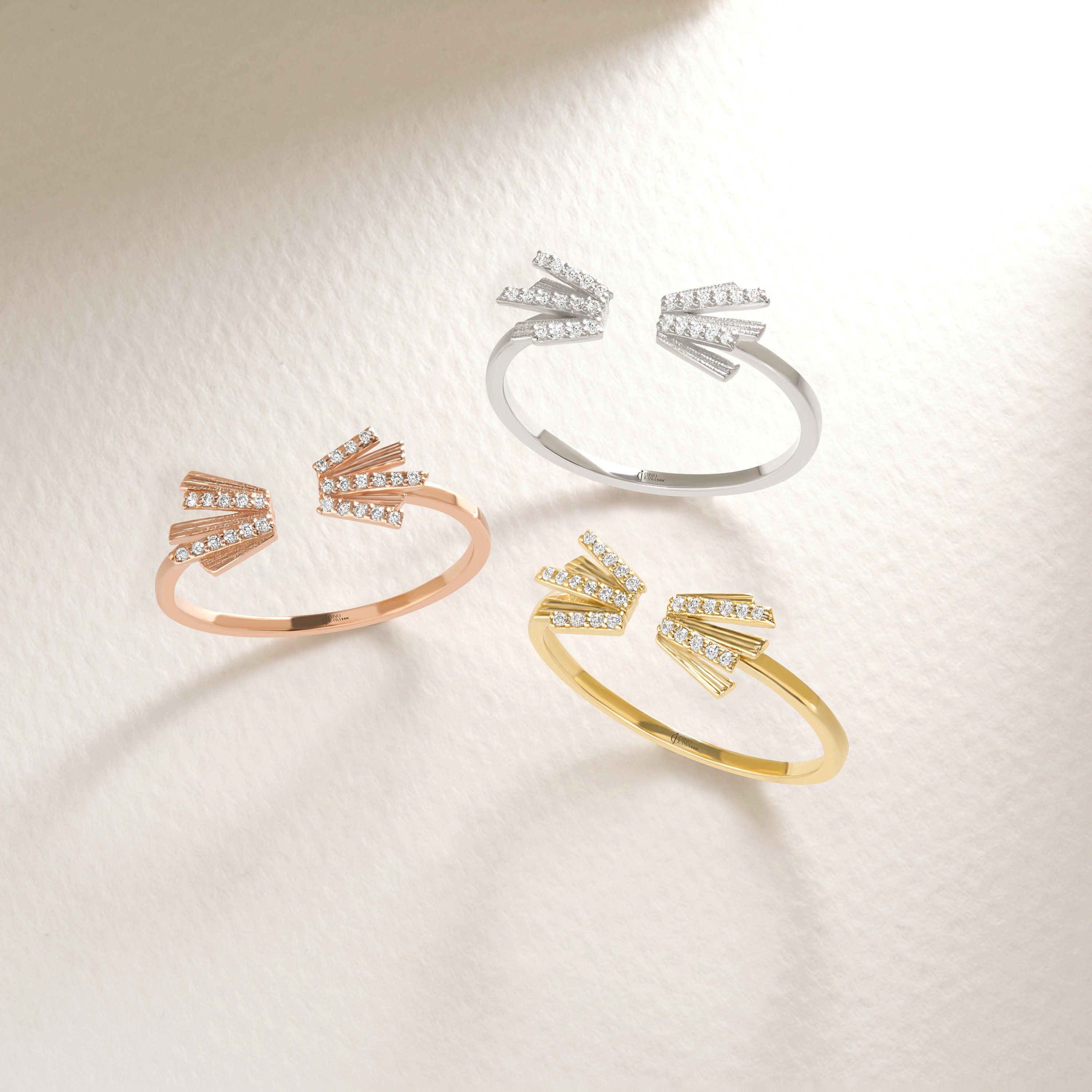 Thin Diamond W Shape Ring – 10K / 14K / 18K Solid Gold ✨💍
A delicate open W-shaped band adorned with tiny sparkling stones. This elegant design is perfect for stacking, wearing as a minimal statement, or gifting as a bridesmaid or anniversary ring.