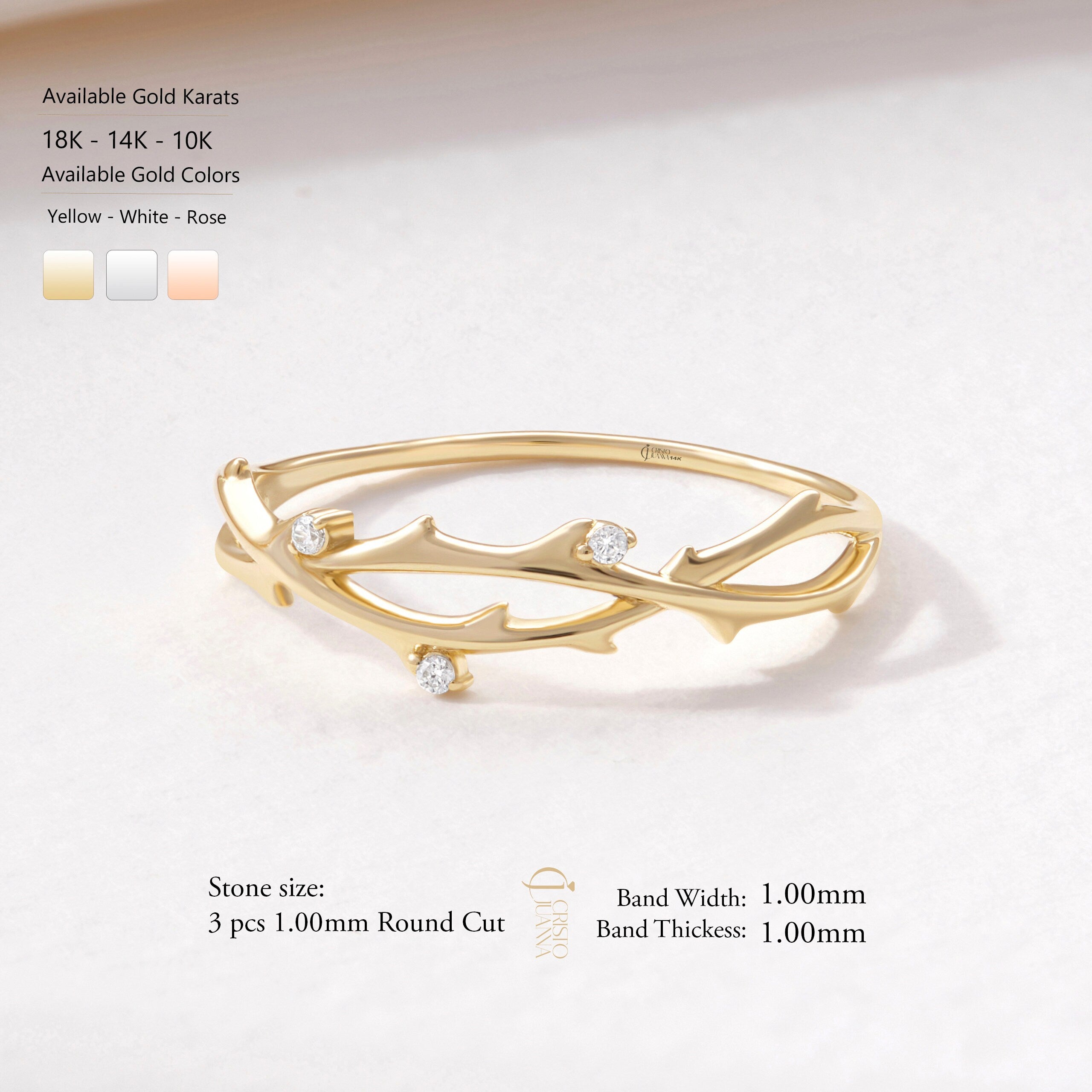 Thin Diamond Twig Engagement Ring – 14K Solid Gold Split Shank Band 🌿💎
Celebrate love and nature with this handcrafted twig engagement ring, delicately designed to resemble graceful branches and ivy leaves. Featuring small diamonds or moissanite, this ring blends organic beauty with timeless elegance — a meaningful choice for women who appreciate natural details and refined simplicity.