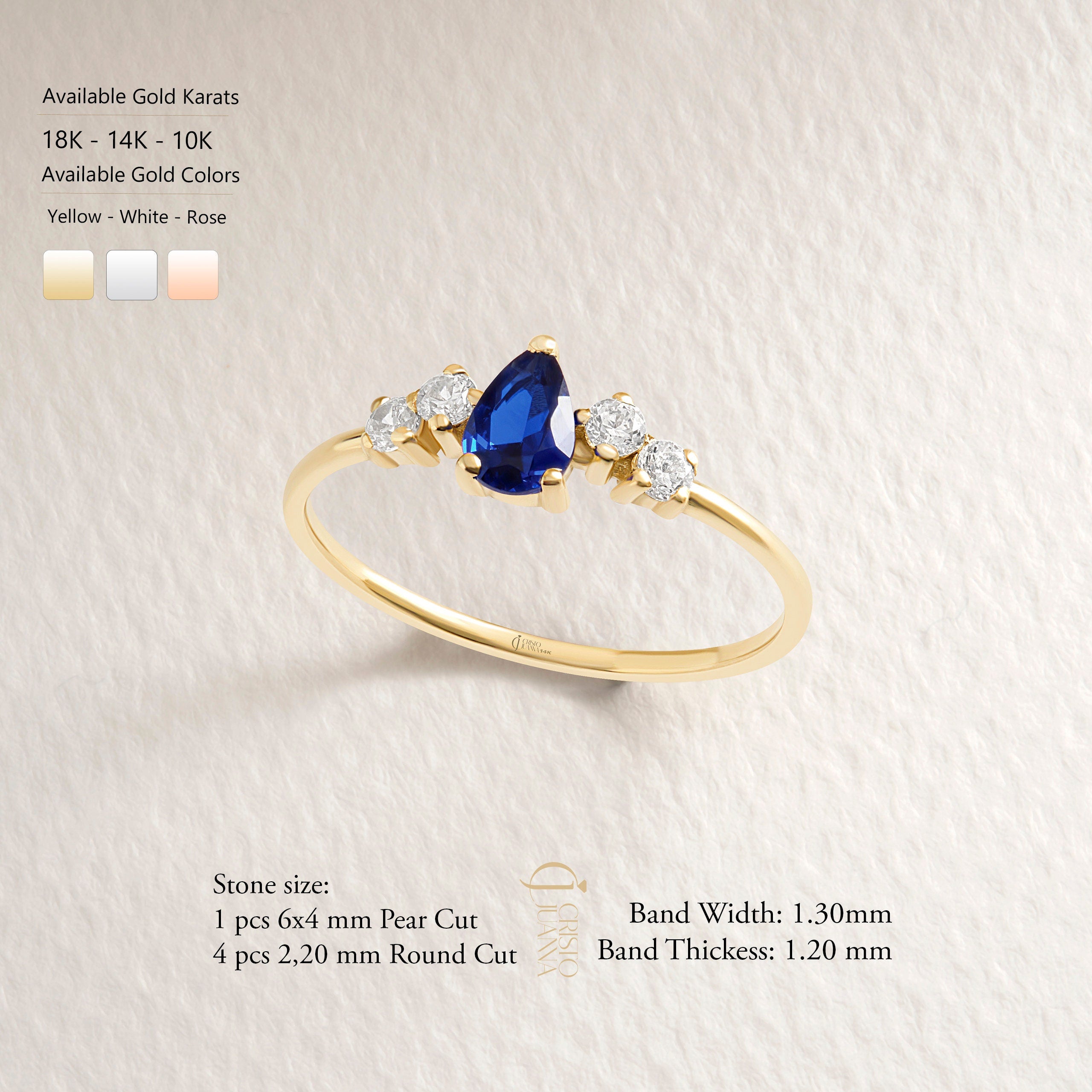 Pear Blue Sapphire Engagement Ring – 10K / 14K / 18K Solid Gold 💙✨
A stunning pear-cut blue sapphire set with sparkling diamond side stones. This timeless teardrop design symbolizes purity and love, making it a perfect engagement, anniversary, or September birthstone gift ring.