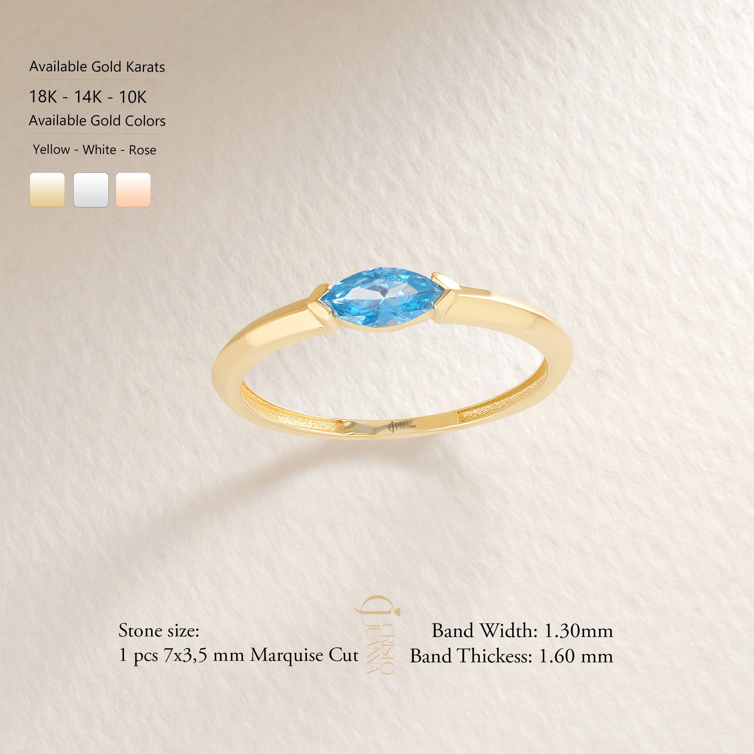 Here is Marquise Blue Topaz Ring for Women! This Pretty Custom Birthstone Ring will be perfect matches as a other blue person gift 14K. With 10K 14K 18K Gold Blue Gemstone Ring is best balance of minimalism.