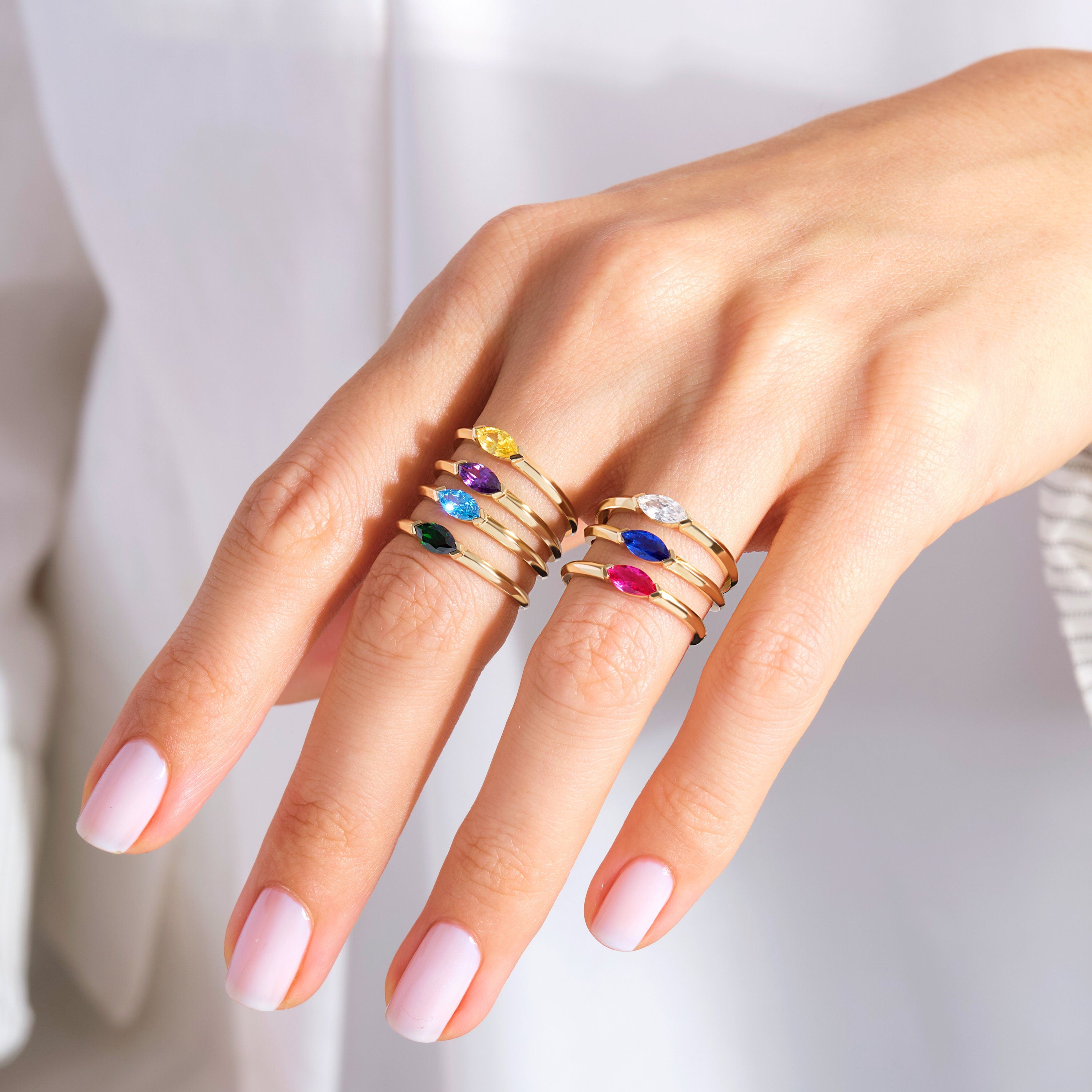 Here is Marquise Blue Topaz Ring for Women! This Pretty Custom Birthstone Ring will be perfect matches as a other blue person gift 14K. With 10K 14K 18K Gold Blue Gemstone Ring is best balance of minimalism.