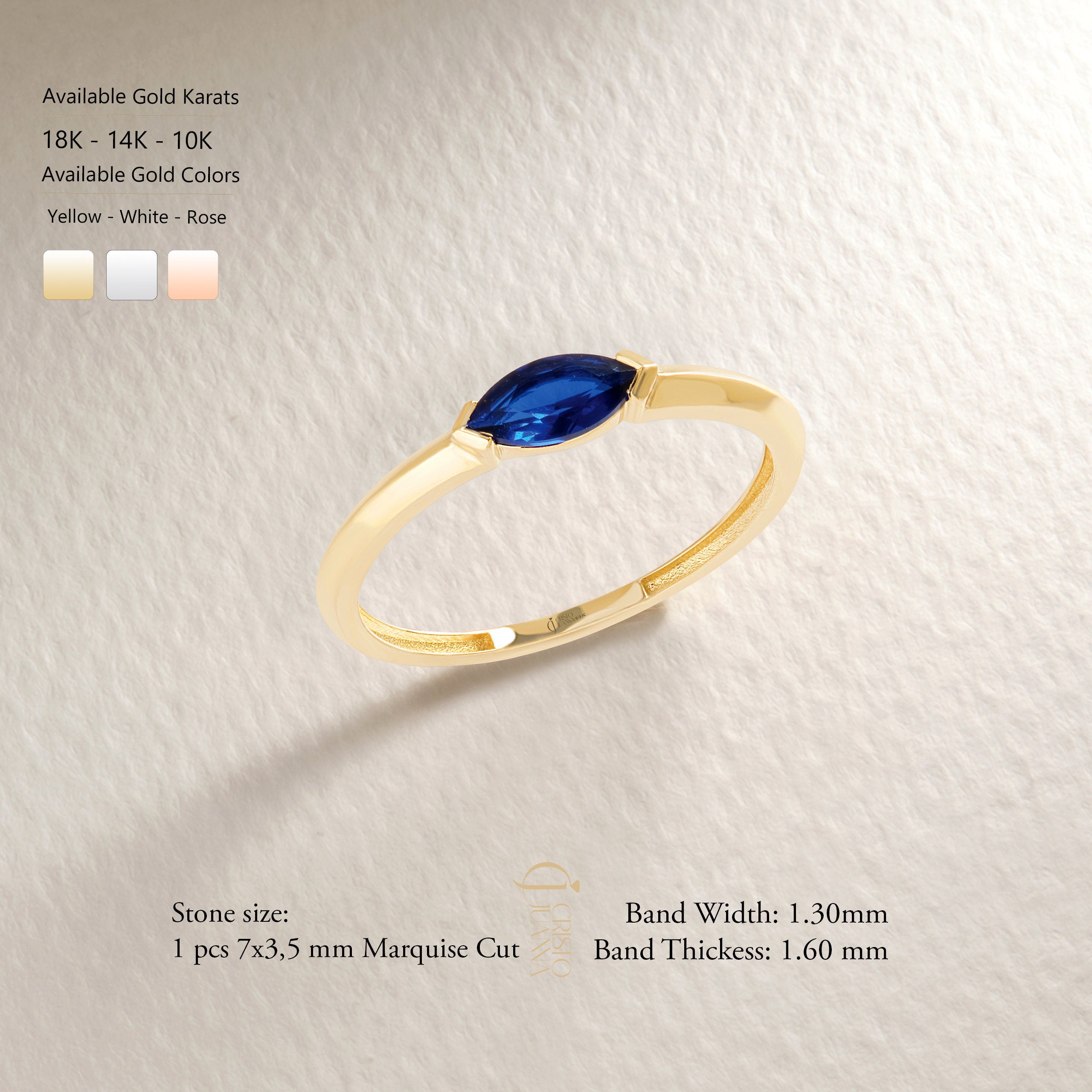 Marquise Sapphire Ring – 10K / 14K / 18K Solid Gold ✨💙
Elegant and timeless, this marquise cut sapphire ring makes the perfect September birthstone jewelry. Its dainty, stackable design is ideal for everyday wear and also a meaningful gift for someone special.