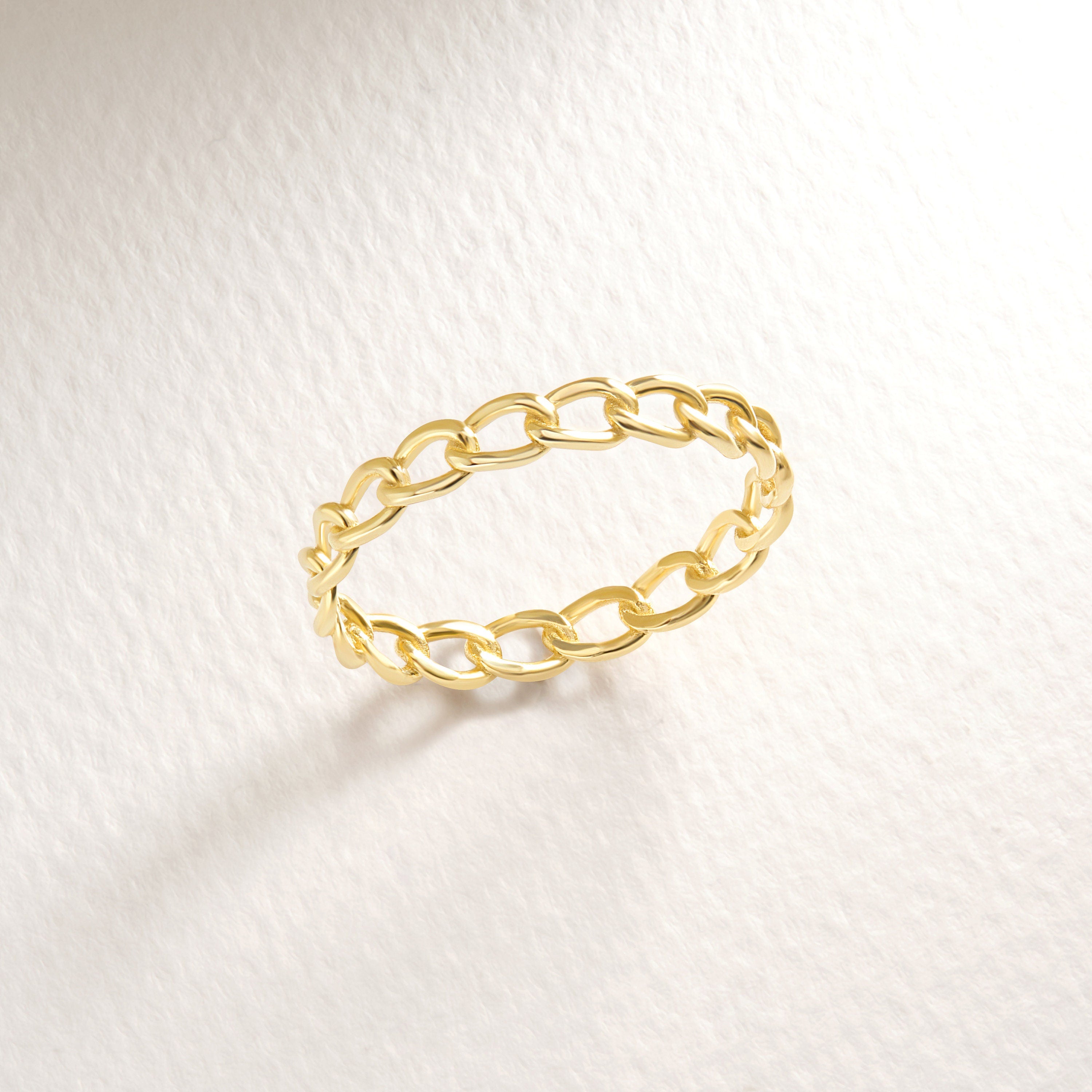 Here is open link ring 14K solid gold chain stackable ring! This 4 mm soft bold chain ring gold will be perfect gift for women! If you re looking for gold multi link ring and 4 mm wide chain ring, here is the open thick link ring and 
multi chain ring for yourself. Discover our pinky ring 14K gold and modern trendy rings as a pointer finger ring.