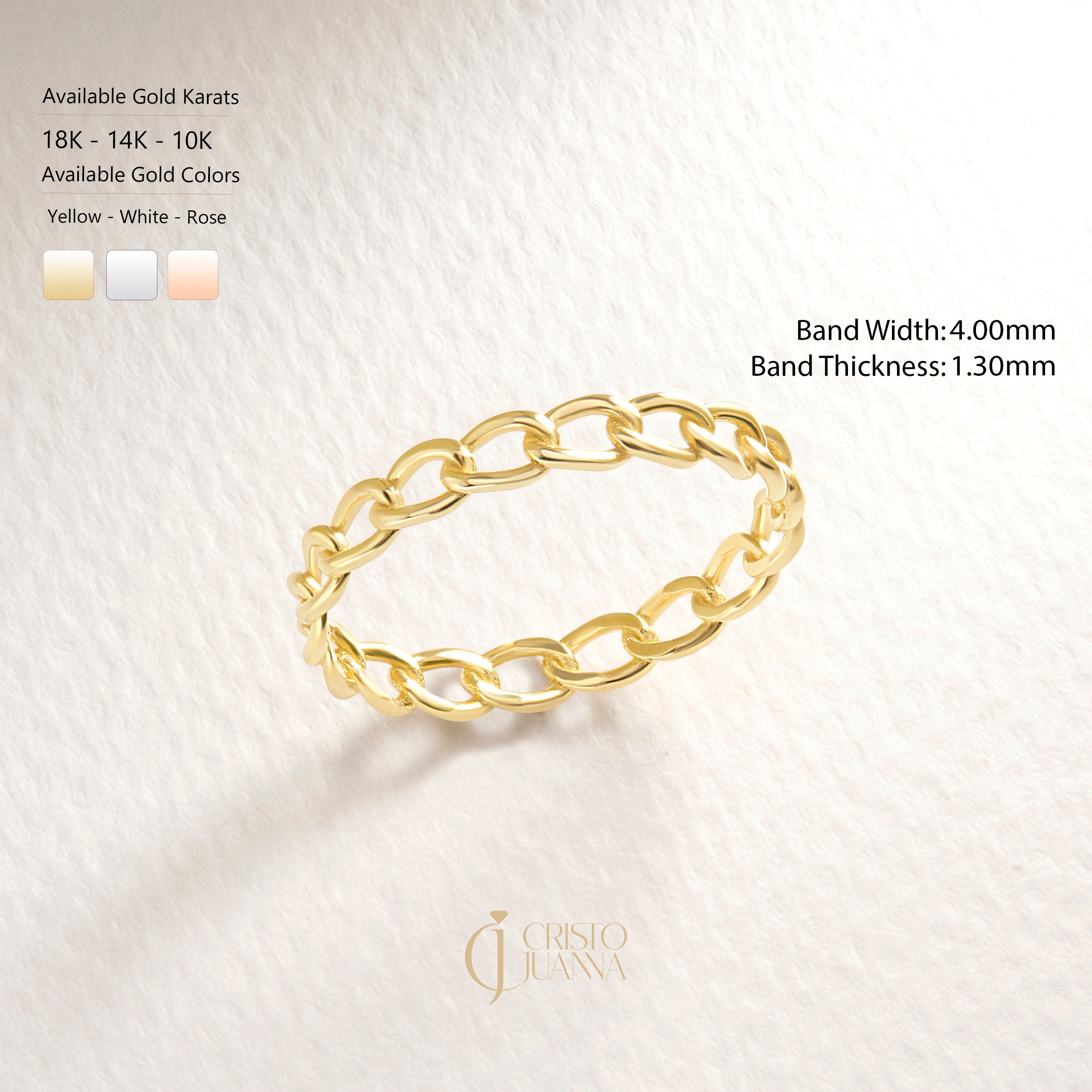 Here is open link ring 14K solid gold chain stackable ring! This 4 mm soft bold chain ring gold will be perfect gift for women! If you re looking for gold multi link ring and 4 mm wide chain ring, here is the open thick link ring and 
multi chain ring for yourself. Discover our pinky ring 14K gold and modern trendy rings as a pointer finger ring.