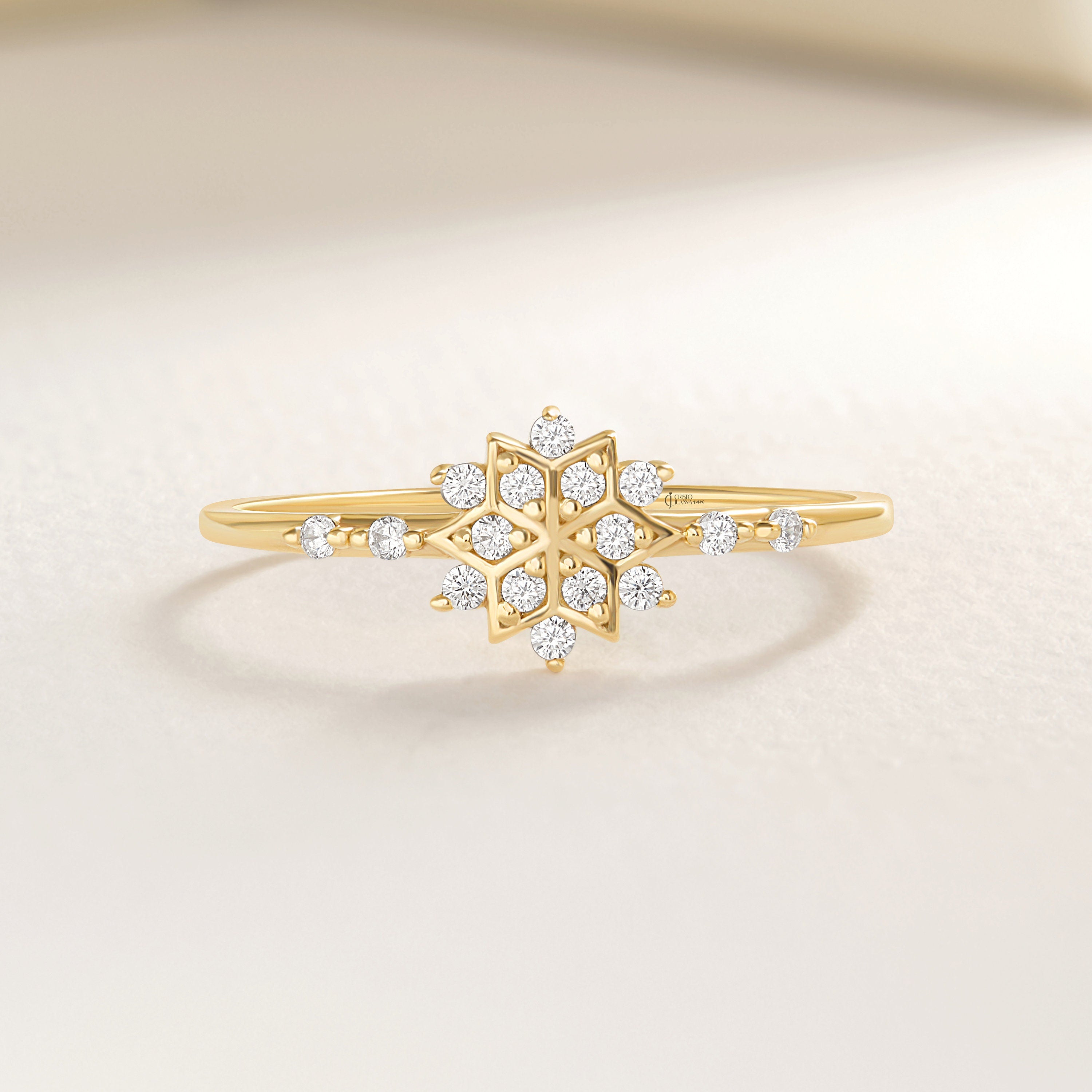 ❄️ Snowflake Moissanite Wedding Ring – 14K Solid Gold Vintage Floral Design 💍

Celebrate the beauty of winter and timeless romance with this Snowflake Moissanite Wedding Ring. Designed in an elegant floral cluster style, it radiates brilliance and charm — a perfect piece for brides who adore delicate, nature-inspired jewelry.
