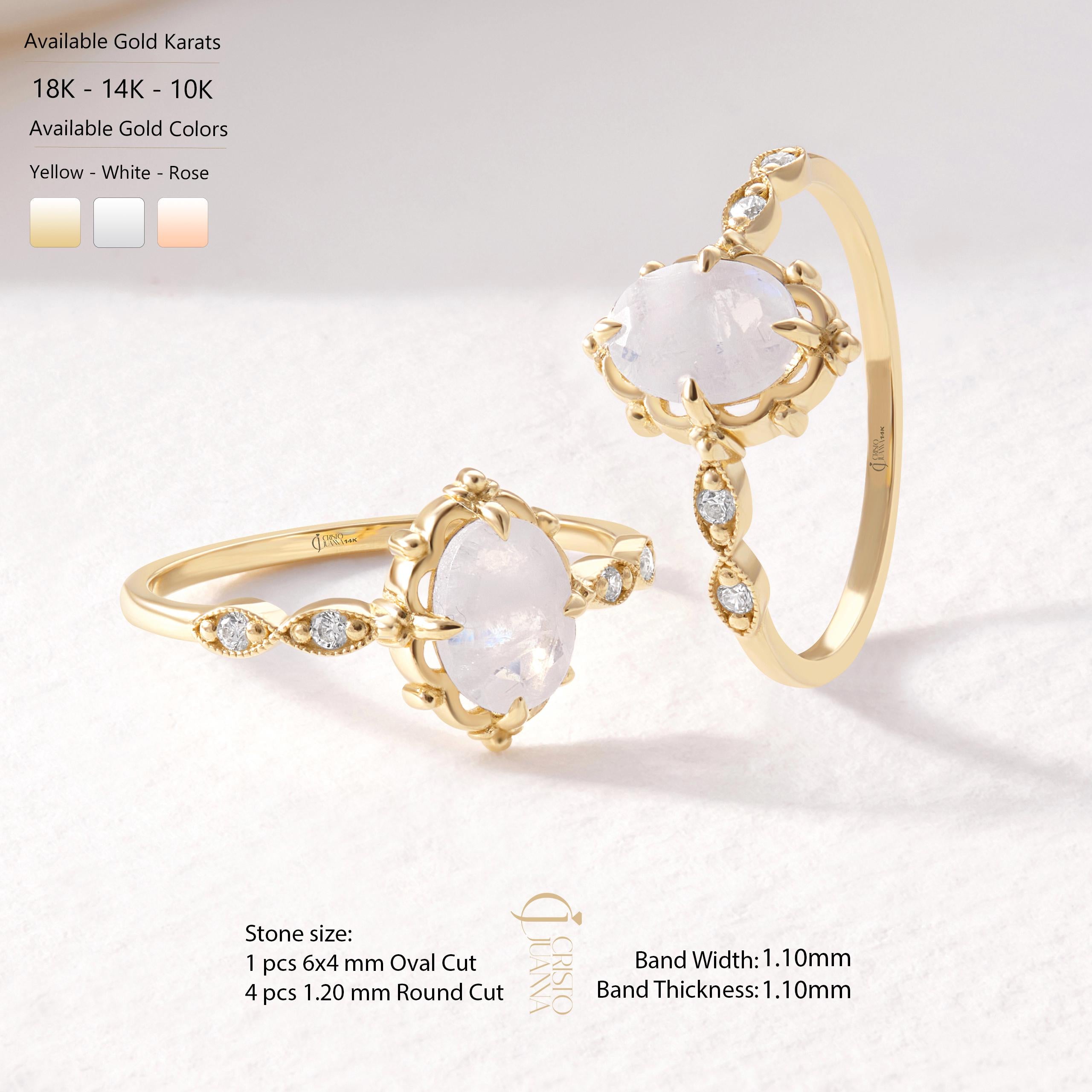 Moonstone Art Deco Ring – 10K / 14K / 18K Solid Gold 🌙✨
A luminous oval moonstone set in an Art Deco-inspired band, accented with sparkling side diamonds or moissanites. This handcrafted ring combines elegance and mystical charm, perfect for engagements, promise rings, or as a meaningful gift. 🌿💍