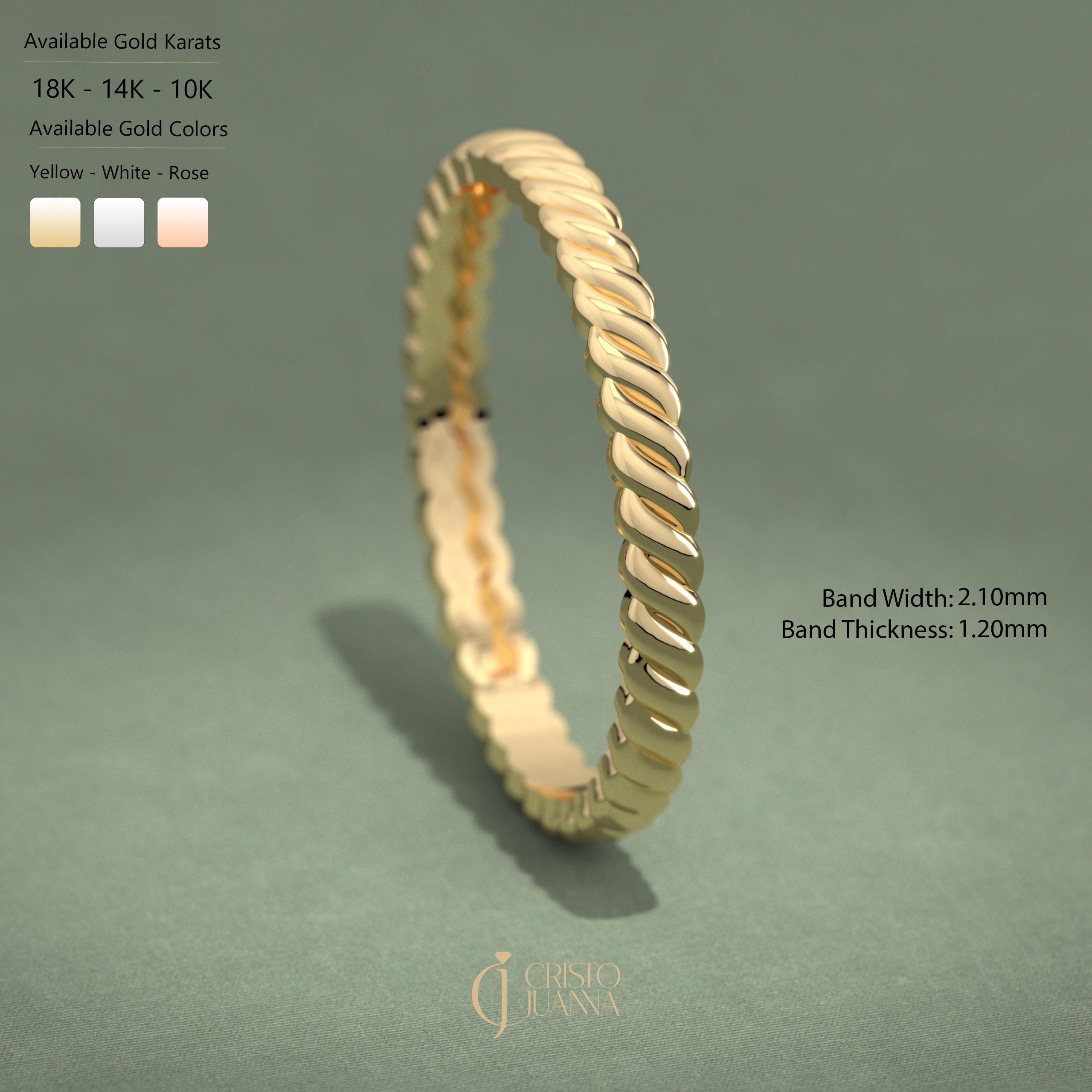 Here is Braided Wedding Band with 14K Solid Gold Full Eternity Twisted Rope Ring. Our Bold 2 mm Engagement Ring for Women known as a Matching Thick Stacking Ring!