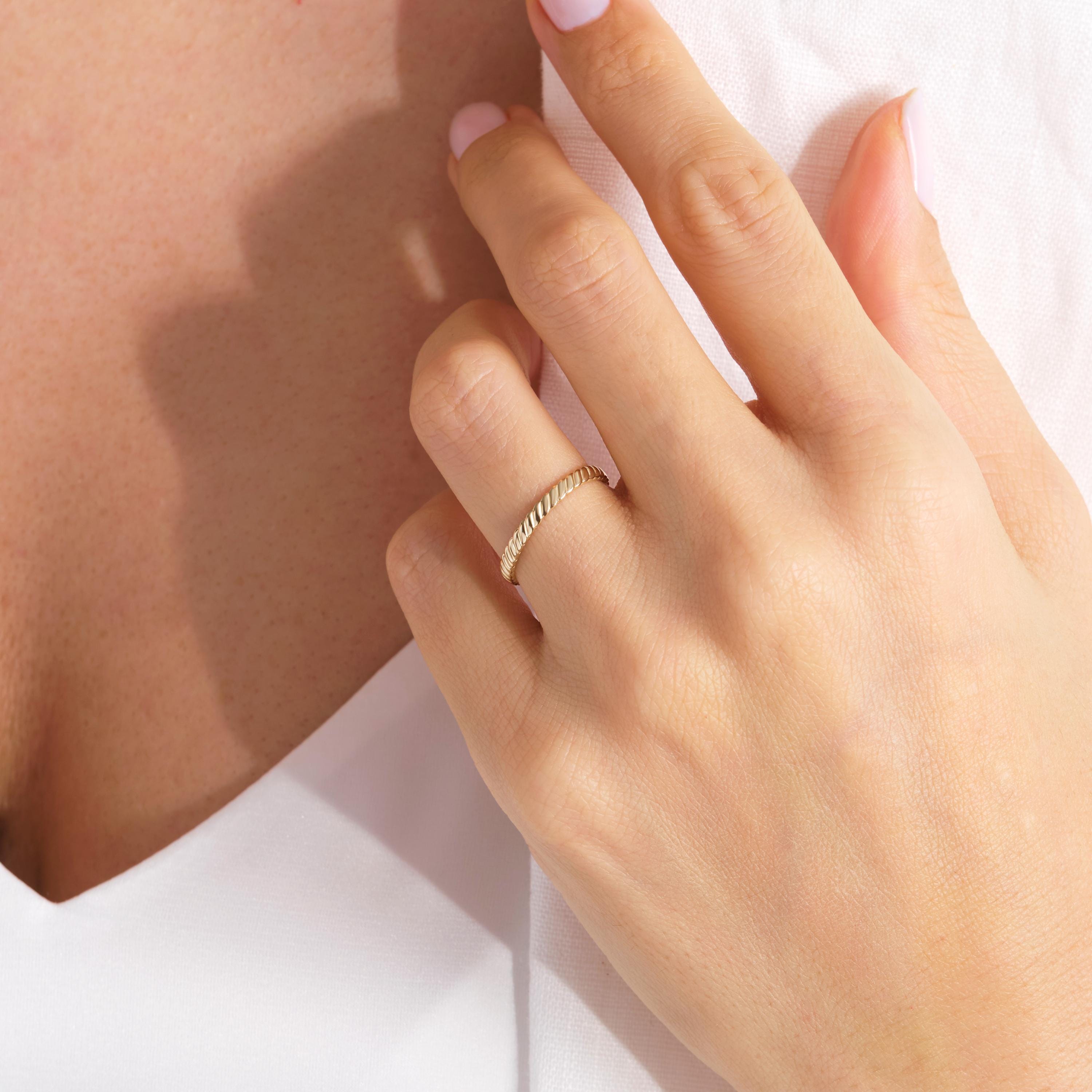 Here is Braided Wedding Band with 14K Solid Gold Full Eternity Twisted Rope Ring. Our Bold 2 mm Engagement Ring for Women known as a Matching Thick Stacking Ring!
