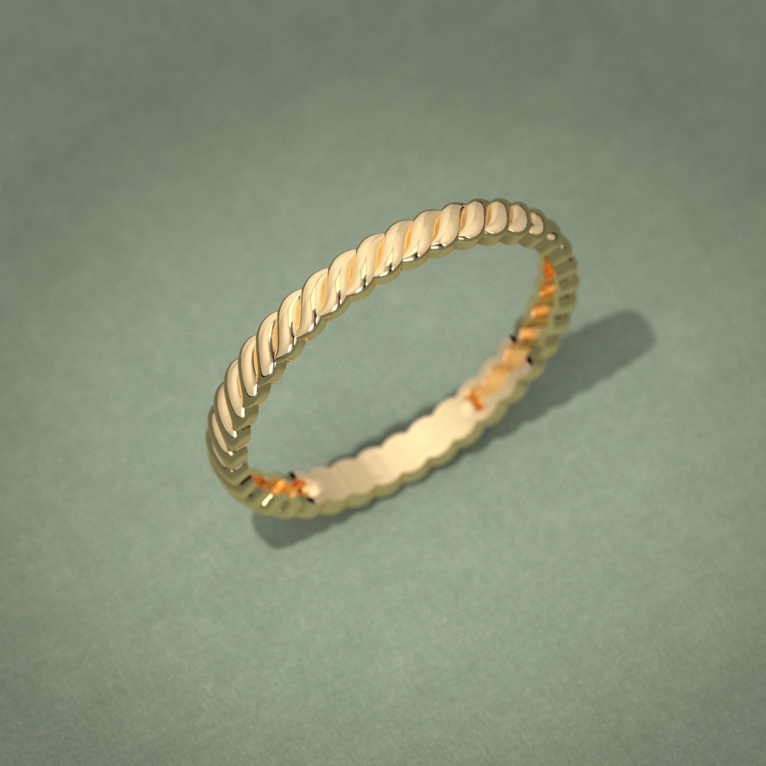 Here is Braided Wedding Band with 14K Solid Gold Full Eternity Twisted Rope Ring. Our Bold 2 mm Engagement Ring for Women known as a Matching Thick Stacking Ring!