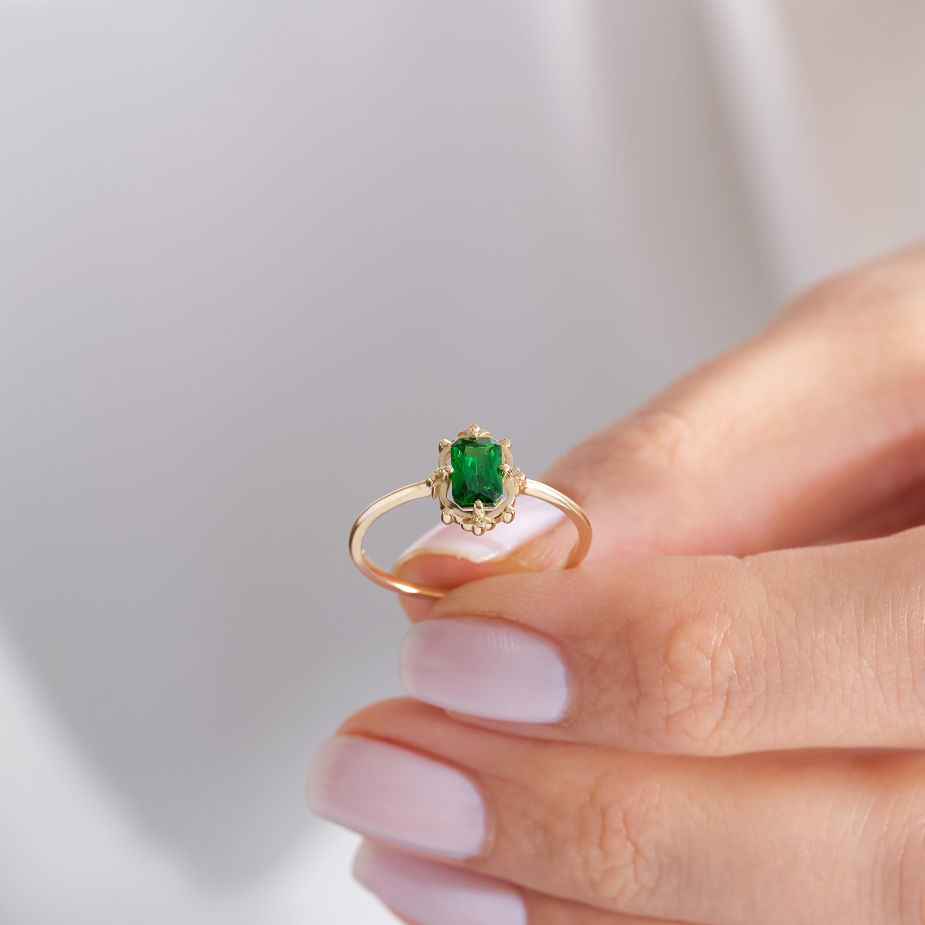 💚 Emerald Cut Emerald Engagement Ring – 14K Solid Gold 💚

Timeless and captivating, this Emerald Cut Emerald Engagement Ring combines vintage Art Deco elegance with modern craftsmanship. The striking green gemstone sits in a sleek rectangular setting, making it a perfect choice for engagements, anniversaries, or a meaningful everyday statement.