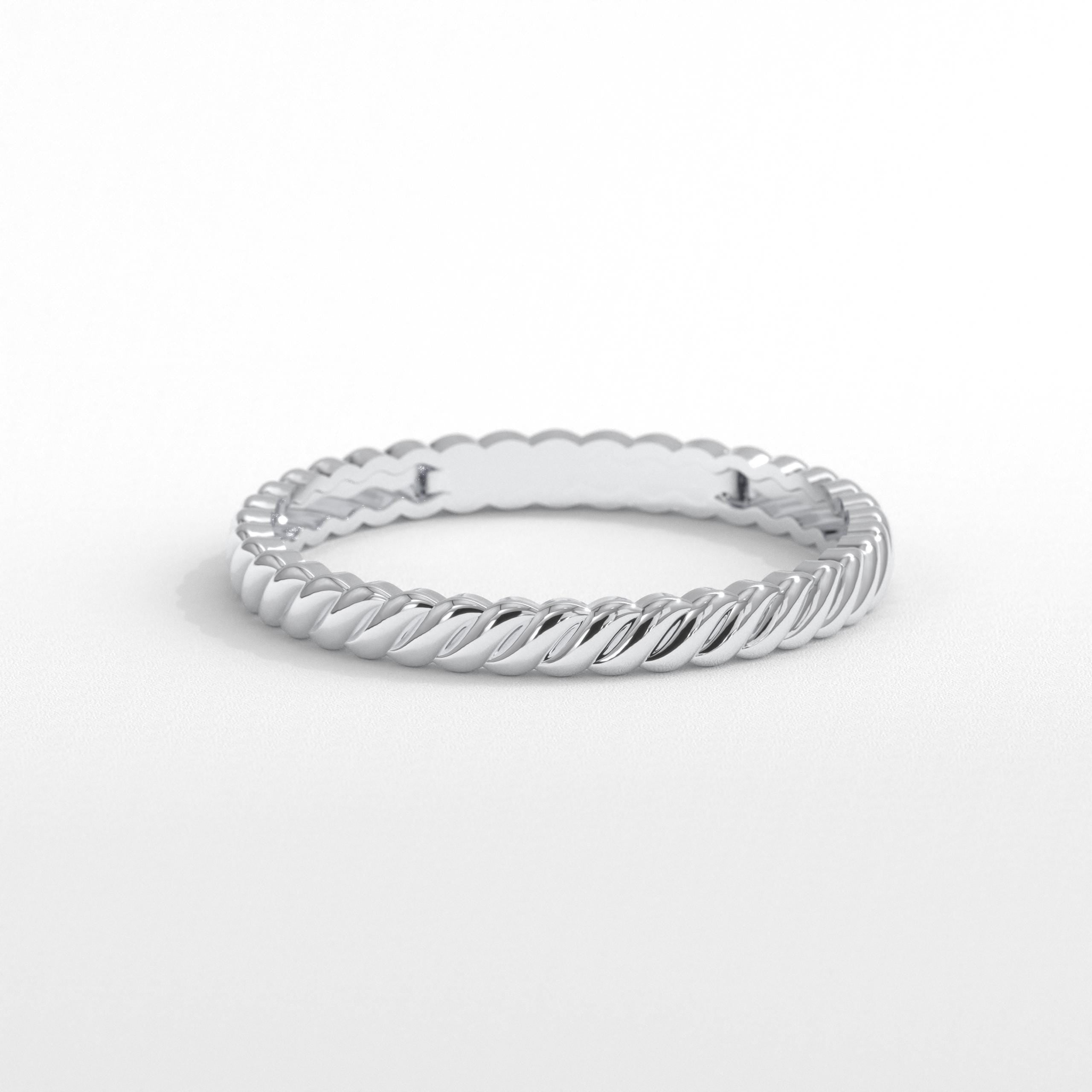 Here is Braided Wedding Band with 14K Solid Gold Full Eternity Twisted Rope Ring. Our Bold 2 mm Engagement Ring for Women known as a Matching Thick Stacking Ring!
