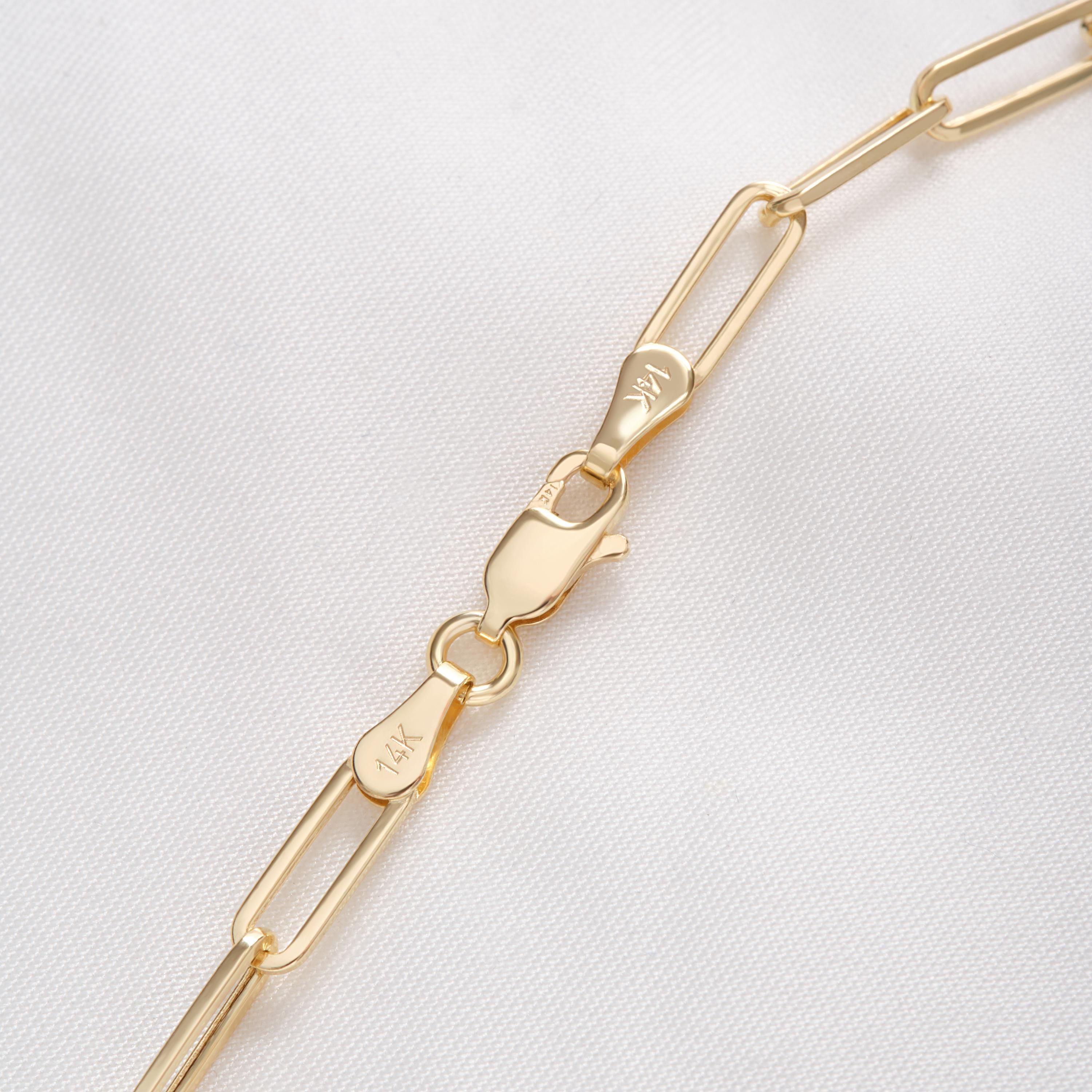 Paperclip Chain Necklace – 14K Solid Yellow Gold Rectangle Link Chain 💛✨
A timeless essential for modern elegance — this paperclip chain necklace is crafted in solid 14K yellow gold with bold, rectangular links that catch the light beautifully. Measuring 4 mm in width, it’s the perfect piece for layering or wearing solo, blending minimalist charm with luxurious craftsmanship.
