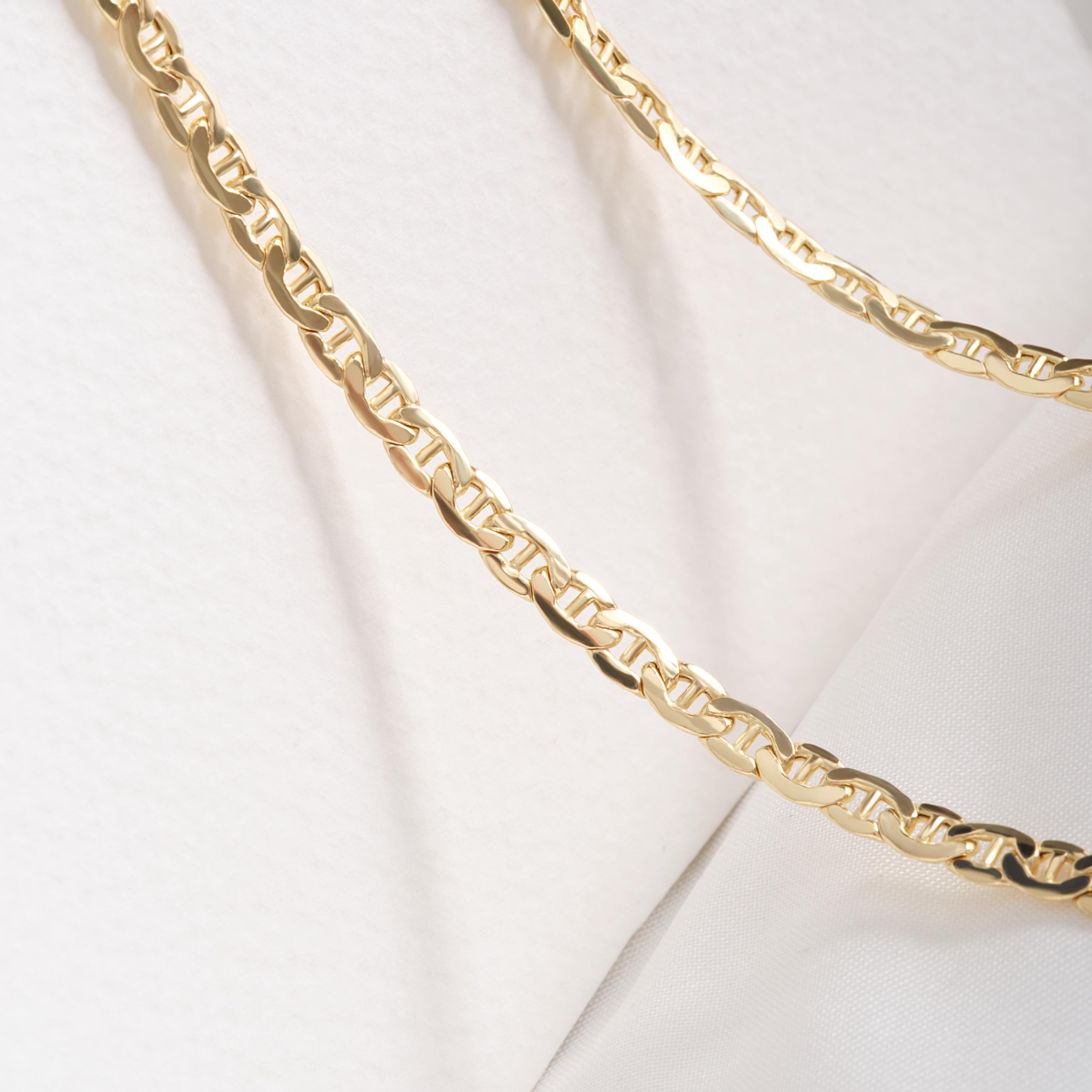 Anchor Chain Necklace — 14K Solid Yellow Gold Mariner Chain 💛⚓
A timeless essential, this flat anchor chain necklace is crafted from genuine 14K solid gold for everyday elegance and strength. Its 3.5 mm width creates the perfect balance between minimal and statement, making it ideal for layering or wearing solo. A refined design that speaks of sophistication, style, and confidence.