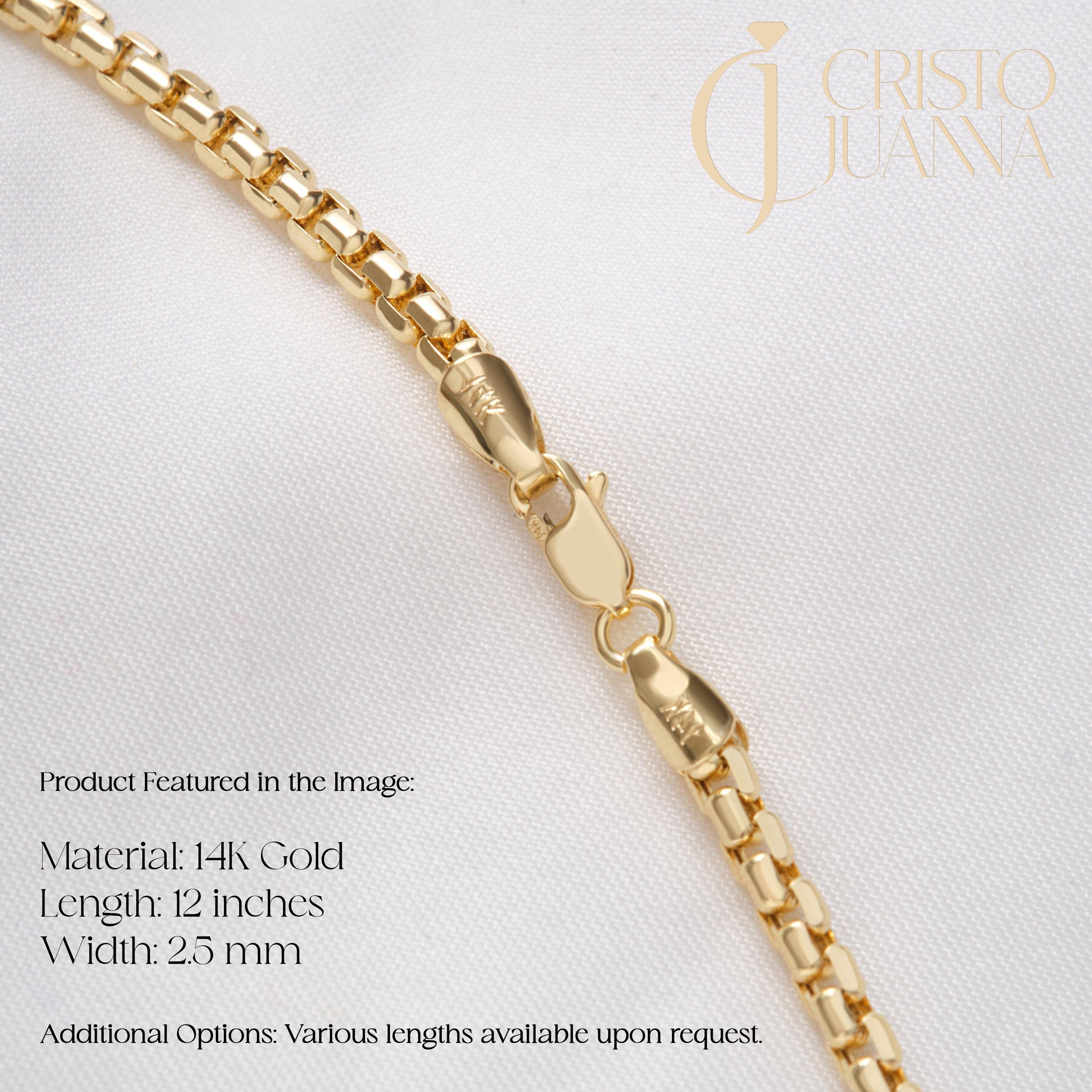 Cable Chain Necklace 14K Solid Gold, 2.5mm Link Pendant Chain, Minimalist Everyday Layering Necklace for Women 💛✨
This 14K solid gold cable chain necklace brings timeless elegance to your everyday style. With its classic round links and 2.5mm width, it's perfect for layering or wearing with your favorite pendant.