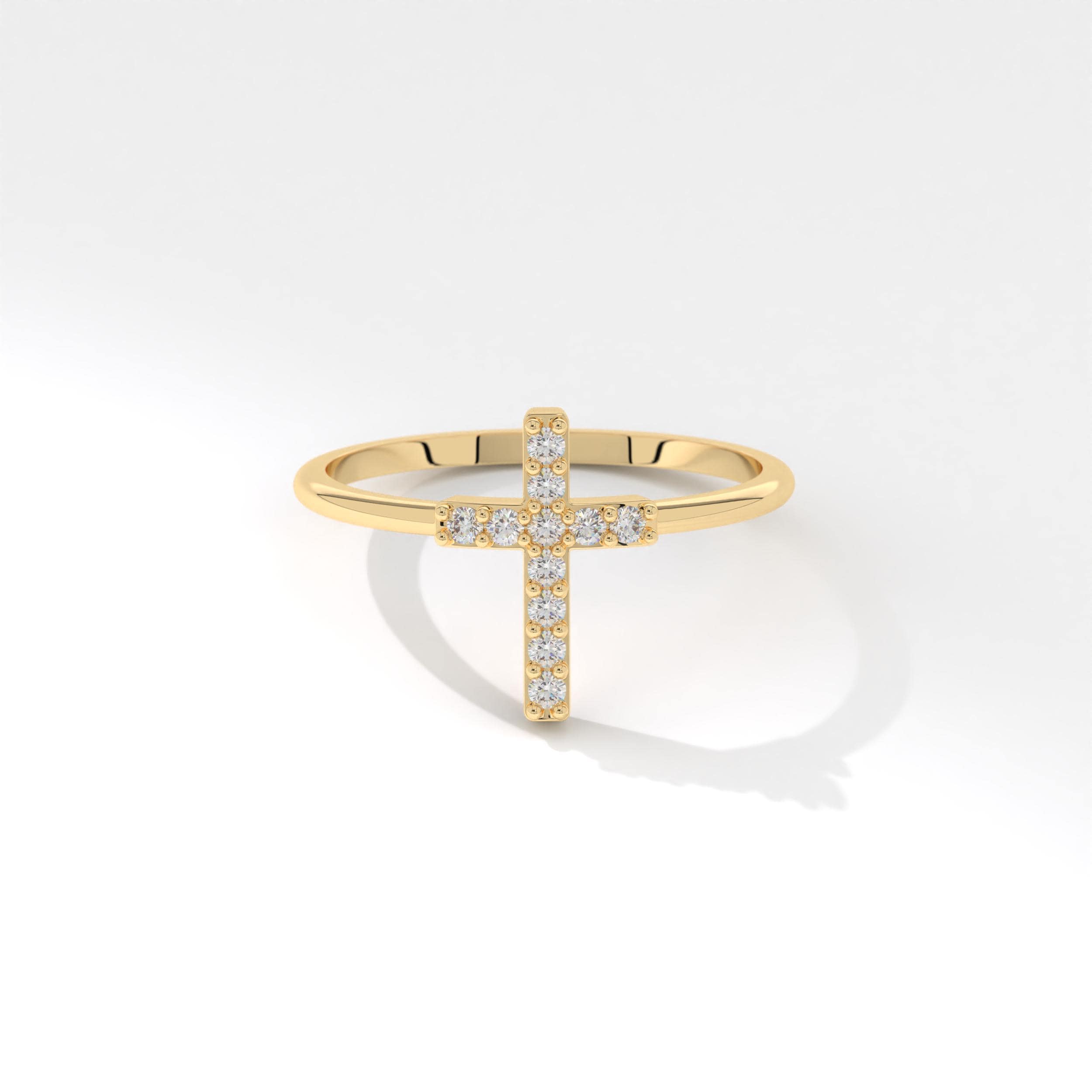 Cross Diamond Stackable Ring – 14K Solid Gold Christian Minimalist Band ✝️✨
Celebrate your faith with elegance. This thin 14K gold band features a sideways cross made of sparkling moissanite or diamond stones — perfect for stacking or wearing solo as a meaningful reminder of love and devotion.