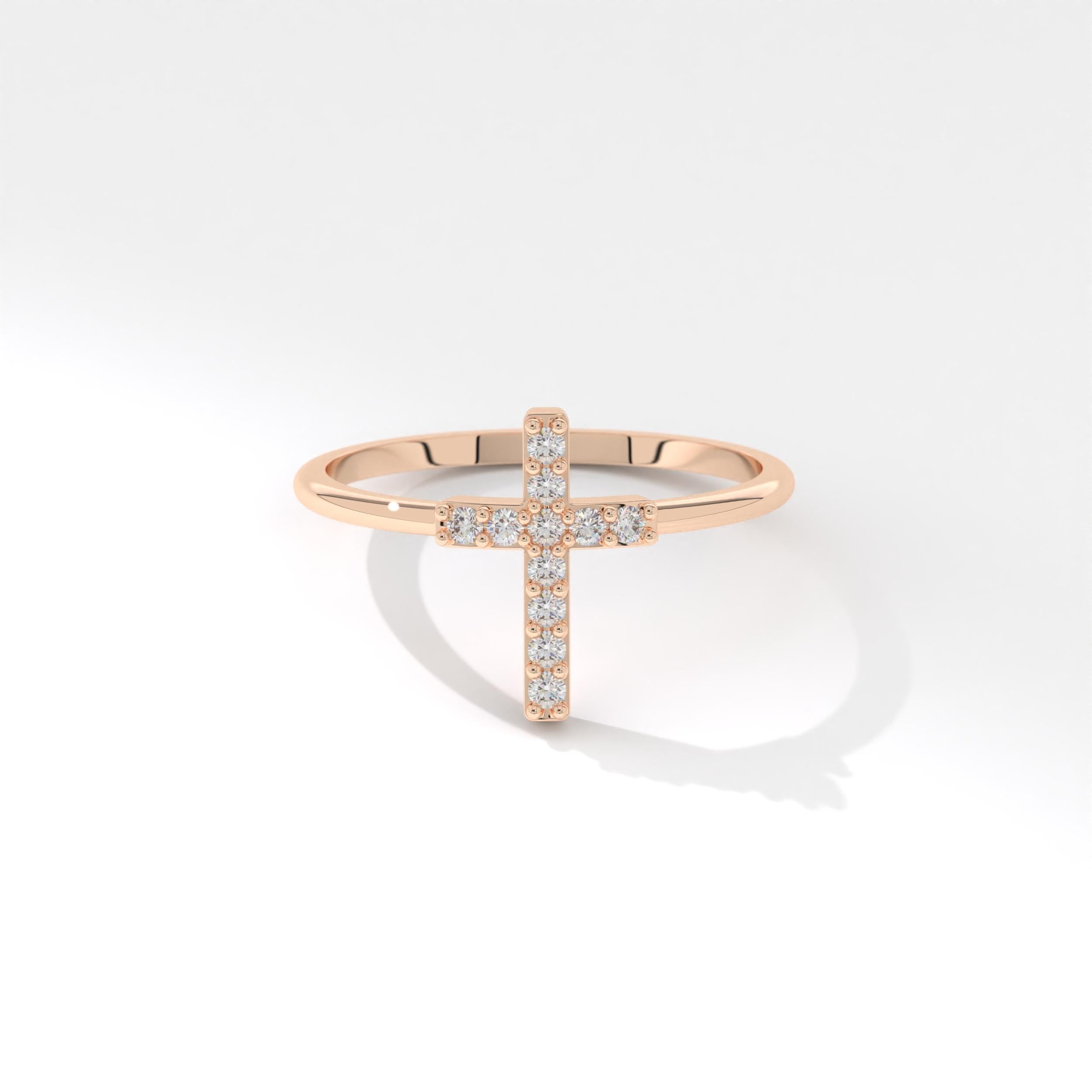 Cross Diamond Stackable Ring – 14K Solid Gold Christian Minimalist Band ✝️✨
Celebrate your faith with elegance. This thin 14K gold band features a sideways cross made of sparkling moissanite or diamond stones — perfect for stacking or wearing solo as a meaningful reminder of love and devotion.