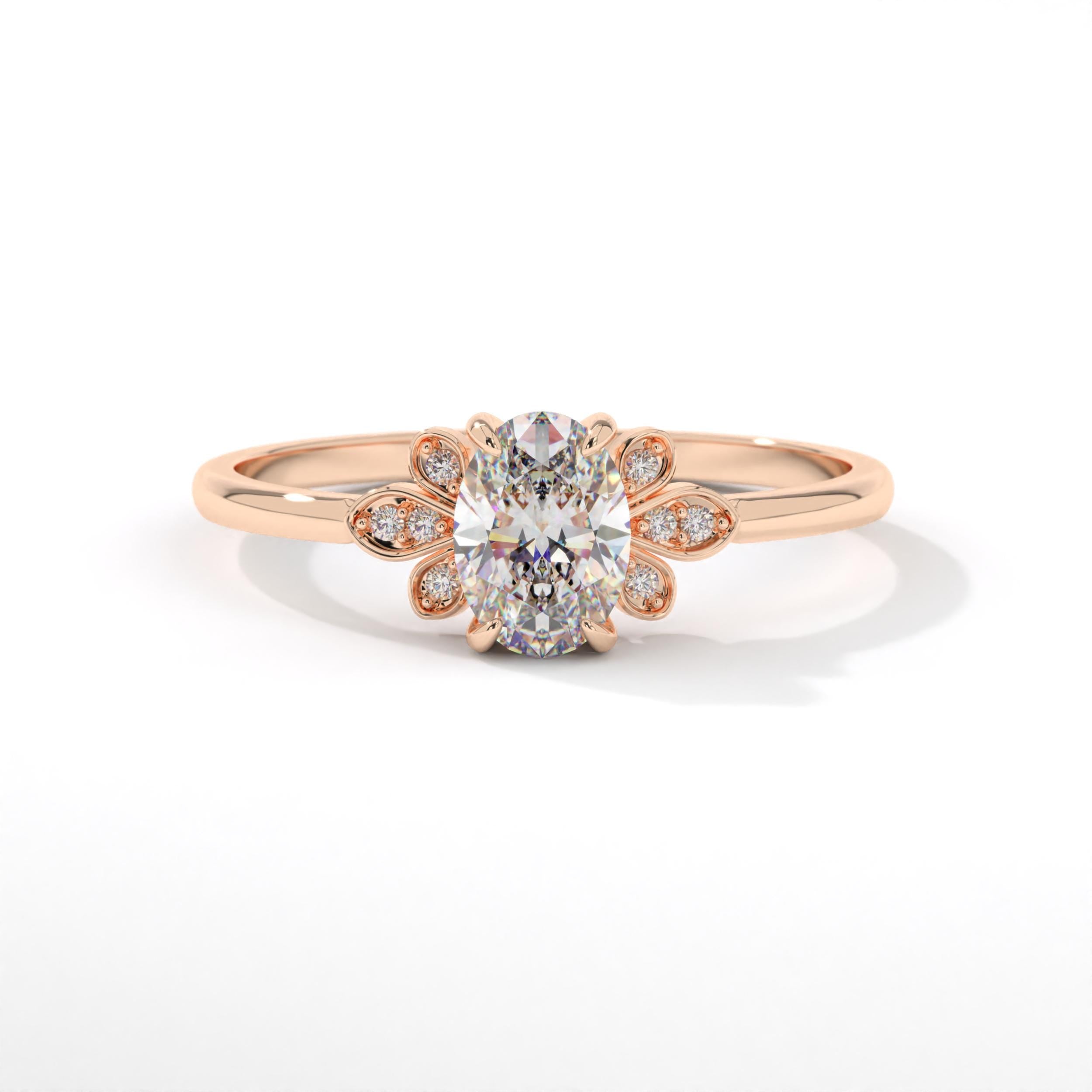 Oval Diamond 1ct Engagement Ring – 14K Solid Gold Band 💎✨
Timeless and radiant, this oval diamond engagement ring embodies elegance in its purest form. Featuring a 1 carat moissanite center stone with delicate side accents, it shines with sophistication and grace — perfect for modern romantics who love vintage-inspired details.