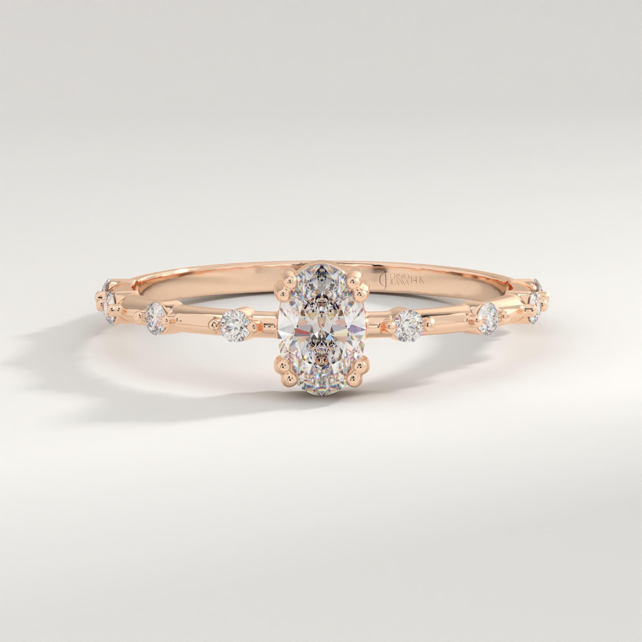 Oval Diamond Engagement Ring – 14K Solid Gold Art Deco Band 💍✨
Timeless elegance meets handcrafted beauty in this Oval Diamond Engagement Ring, designed in a vintage-inspired Art Deco style. Featuring a brilliant 6x4 mm oval-cut diamond (or moissanite) and delicate side stones, this ring radiates refinement from every angle.