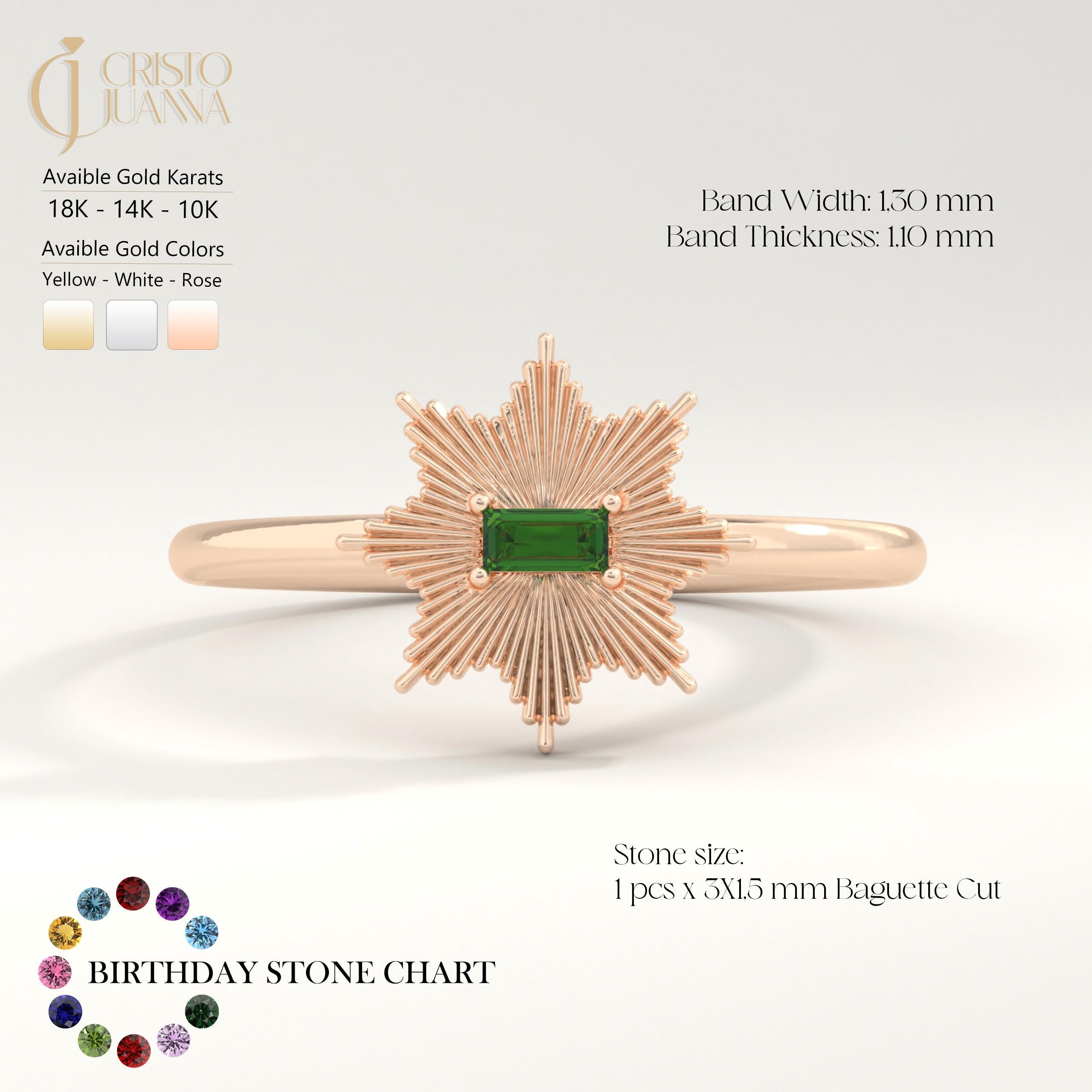 ⭐ Star Emerald Ring | 14K Solid Gold North Star Baguette Birthstone Ring

Inspired by the guiding light of the North Star, this elegant celestial emerald ring is handcrafted in solid gold and features a sleek baguette-cut green gemstone set in a refined bezel design. Minimal yet symbolic, it represents hope, guidance, and new beginnings.

A perfect choice for a meaningful birthstone ring, Valentine’s Day gift, or everyday luxury jewelry.