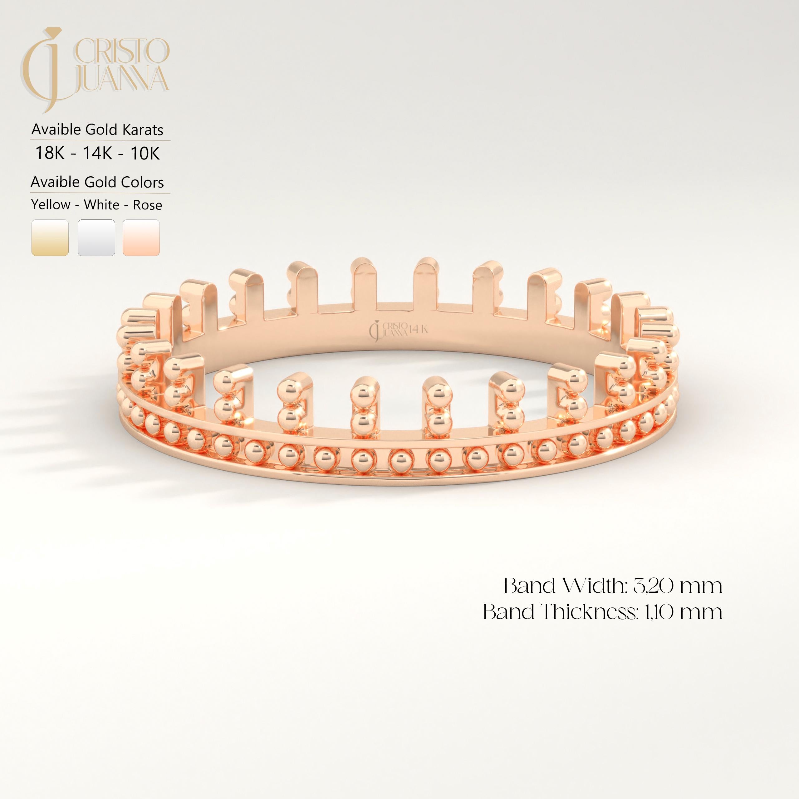 Crown Stacking Princess Ring – 10K / 14K / 18K Solid Gold 👑✨
A royal-inspired crown band designed for stacking or wearing as a bold statement ring. Its tiara-like shape makes it a meaningful gift for special occasions and a unique piece to celebrate elegance and strength.