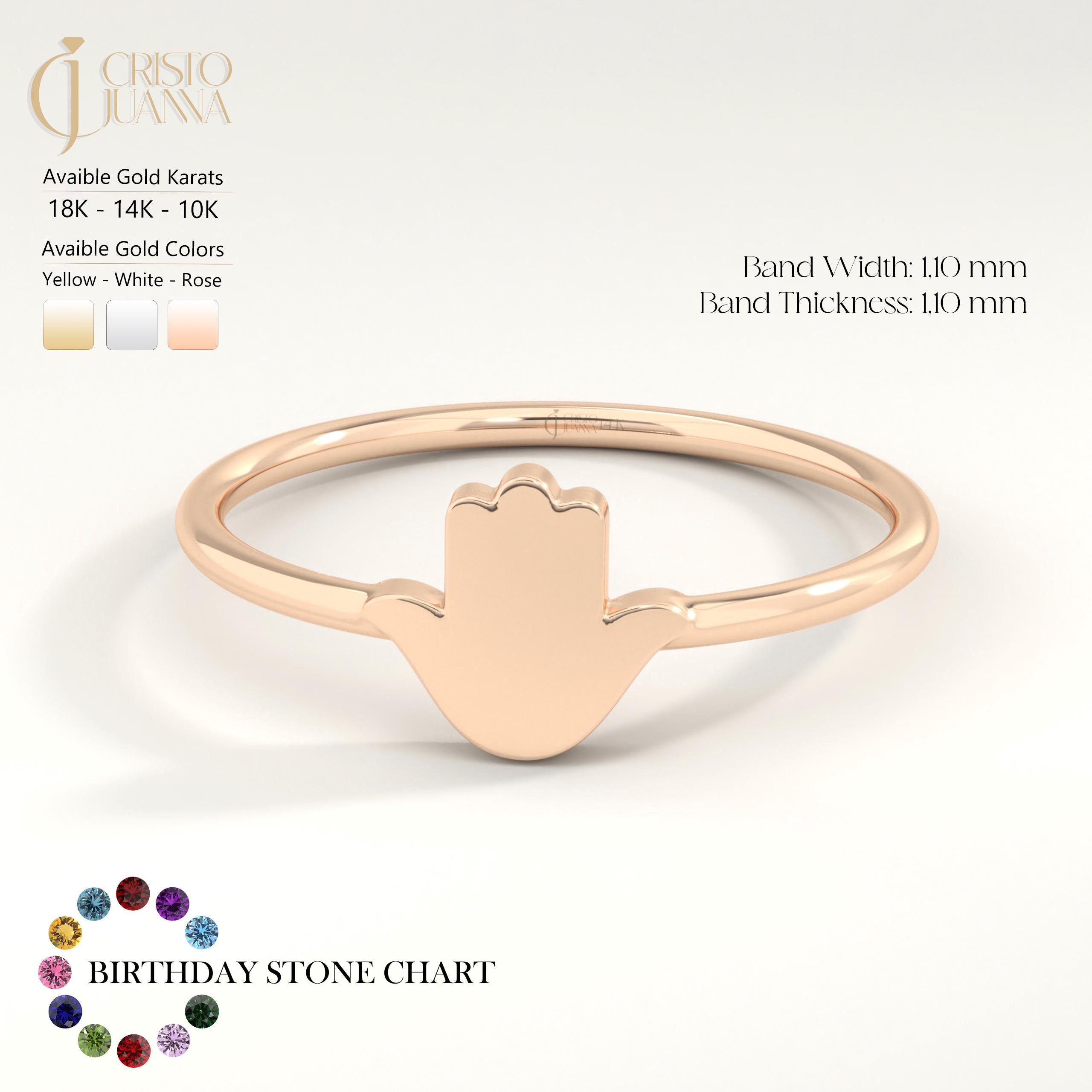 Hamsa Hand Ring – 10K / 14K / 18K Solid Gold 🧿✨
A meaningful Hamsa Hand design symbolizing luck, protection, and positive energy. This dainty gold band can be worn alone or stacked with other rings, making it a perfect everyday piece and a thoughtful gift.