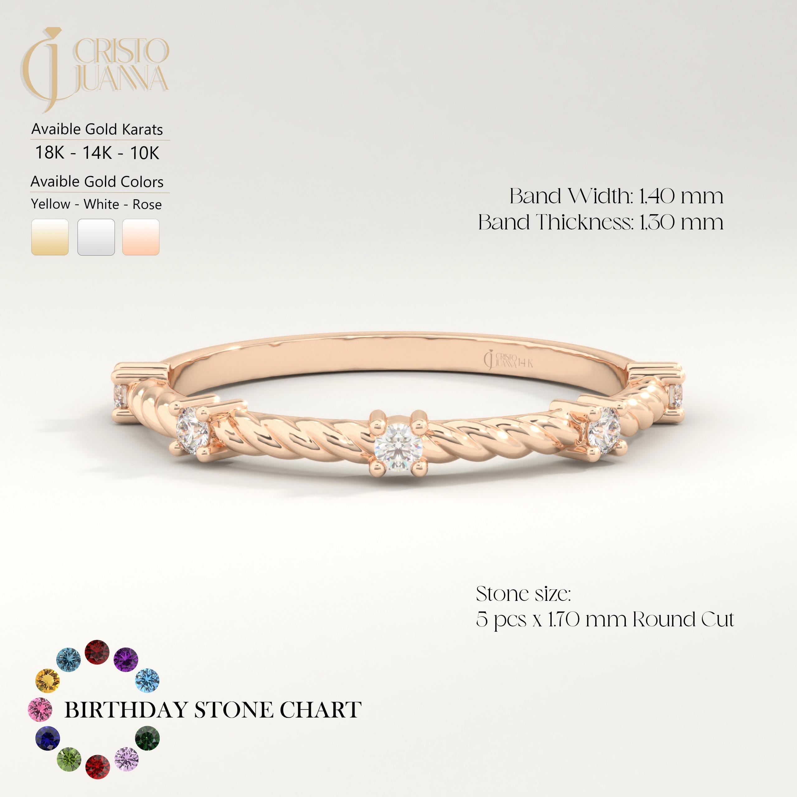 Dainty Braided Diamond Half Eternity Ring – 14K Solid Gold ✨💎
A timeless braided band with five sparkling diamonds, this delicate half eternity ring is perfect for stacking or wearing solo. Designed for women who love elegance and minimalism, it makes a meaningful engagement, wedding, or anniversary ring.